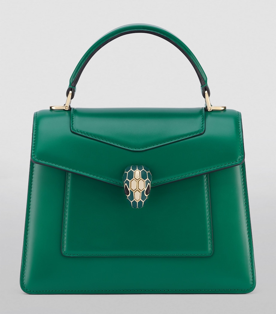 Leather Serpenti Forever Top-Handle Bag GREEN LIGHT Image 2