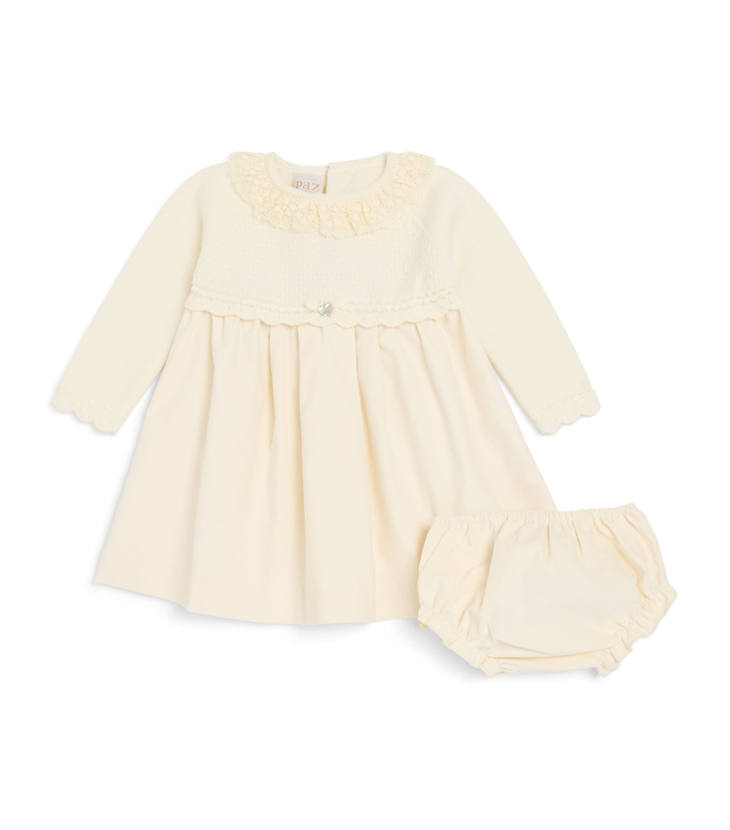 Cotton-Blend Knitted Lace Dress and Bloomers Set (12 Months) 60 H56 Image 1