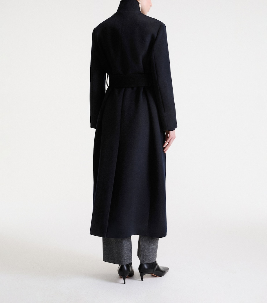 Marella Womens Virgin Wool Wrap Coat Navy Image 3
