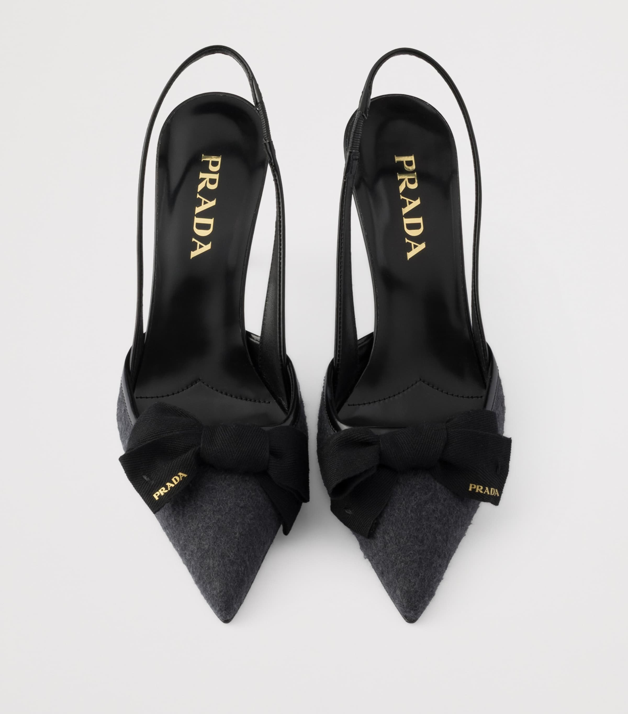 Prada Cashmere Bow-Detail Slingback Pumps 75 Grey Image 3