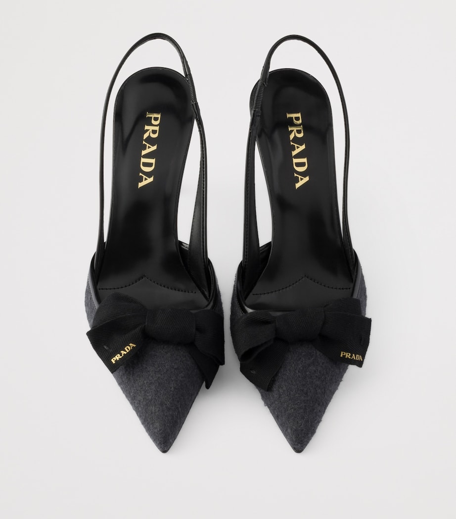 Prada Cashmere Bow-Detail Slingback Pumps 75 Grey Image 3