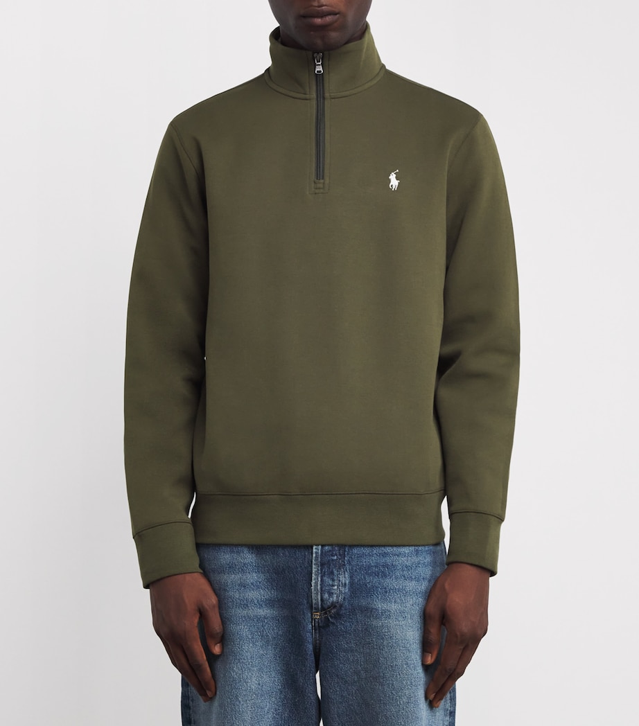Polo Ralph Lauren Mens Cotton-Blend Quarter-Zip Sweatshirt Green Image 3