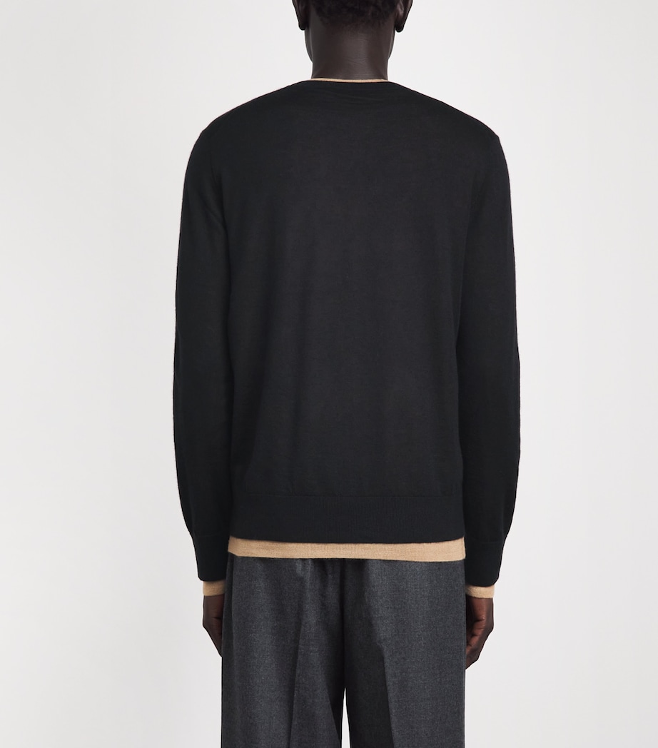 Gabriela Hearst Mens Cashmere-Silk Reversible Wells Sweater Black/camel Image 5