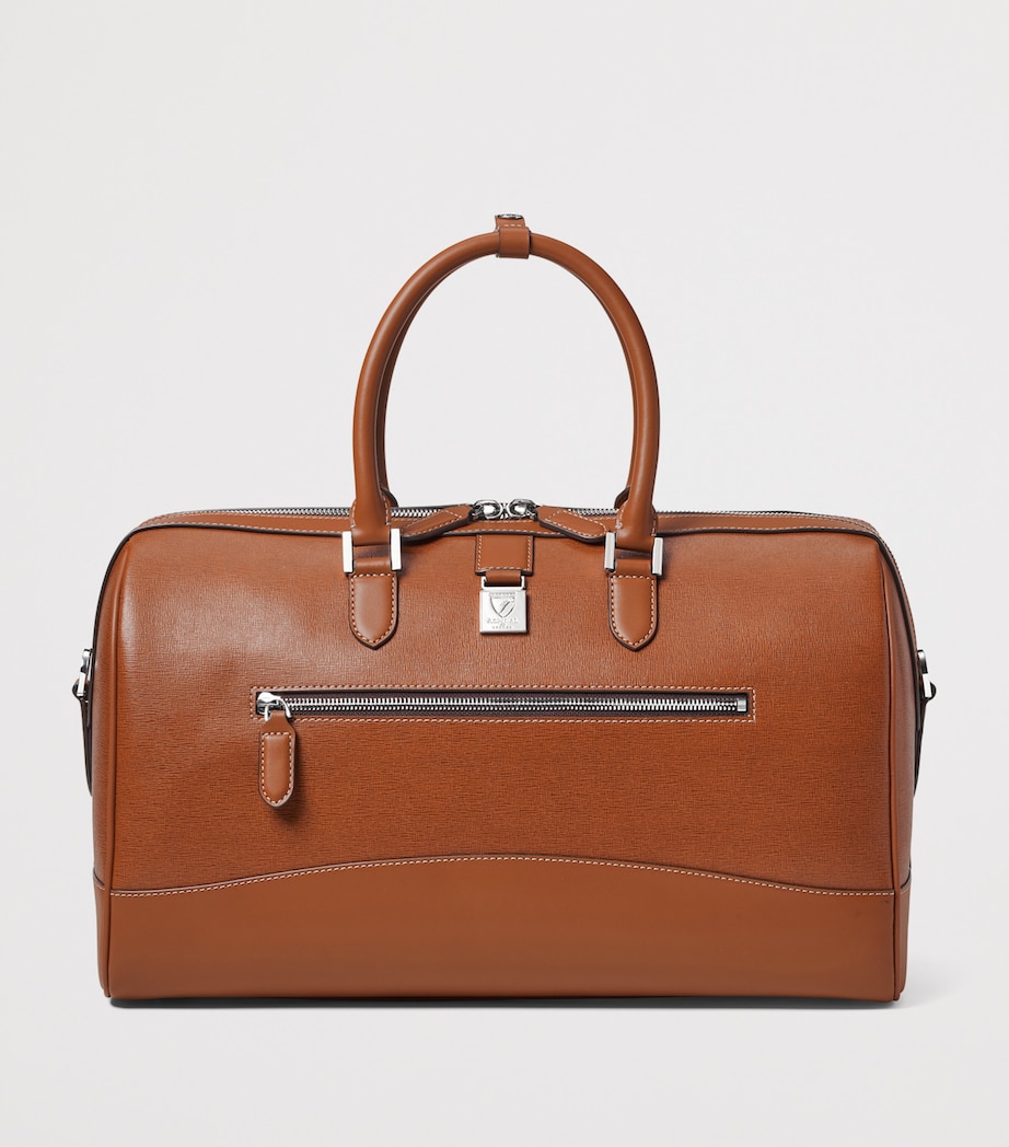 Leather Connaught Flight Holdall Bag TAN Image 2