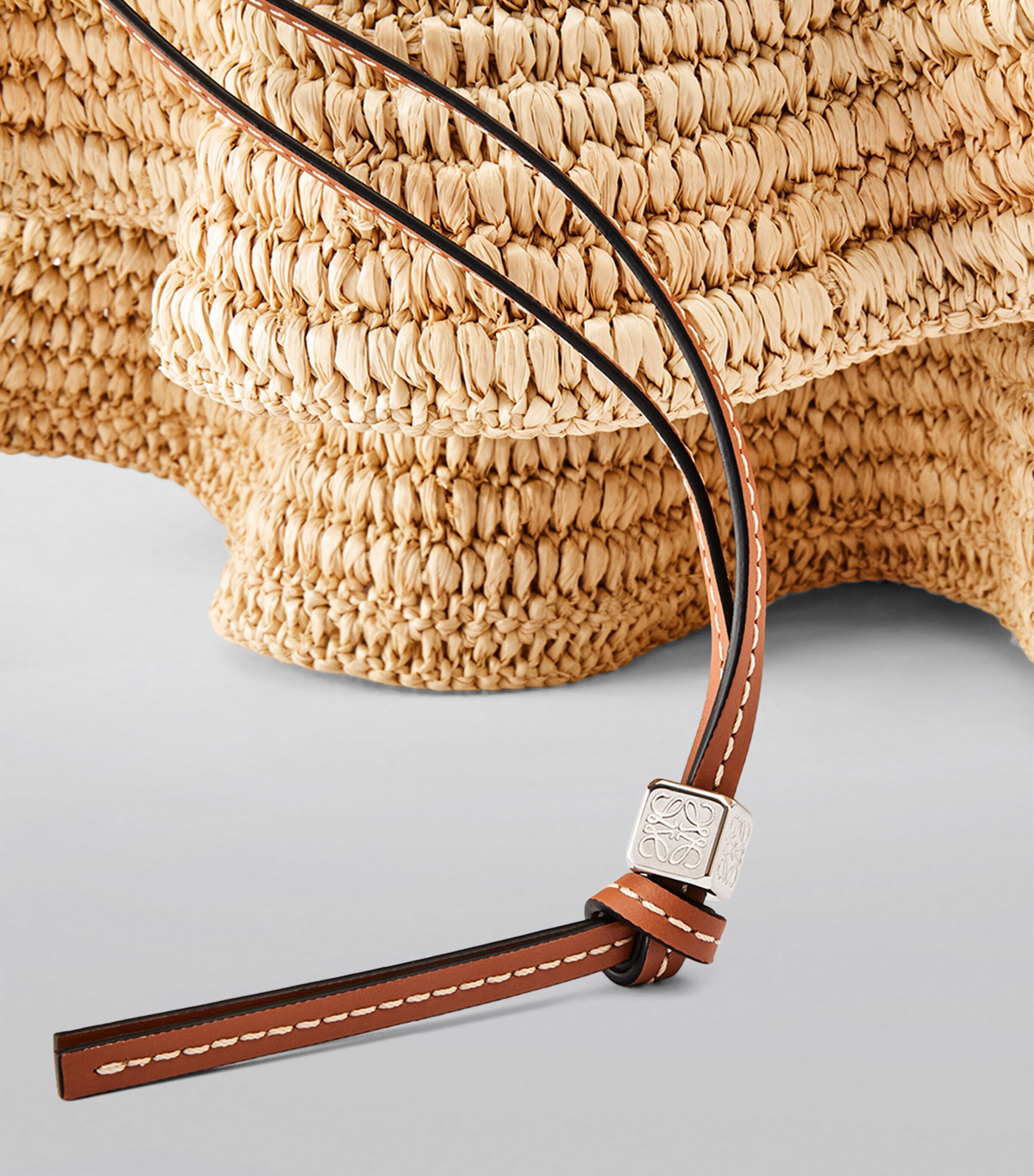 LOEWE Beige x Paula’s Ibiza Raffia Ruffled Balloon Bag | Harrods US