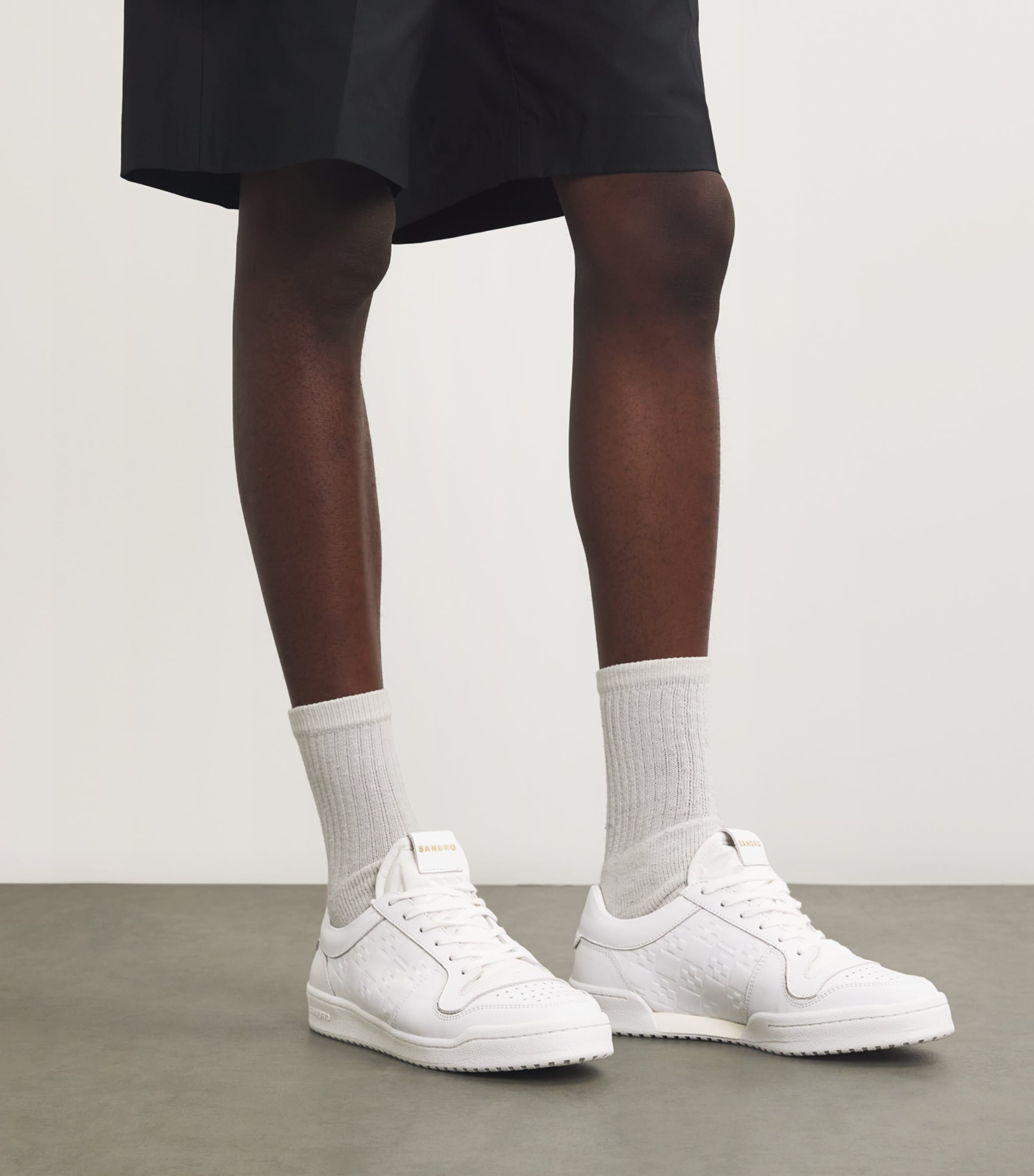 Leather Cross Sneakers WHITE Image 2