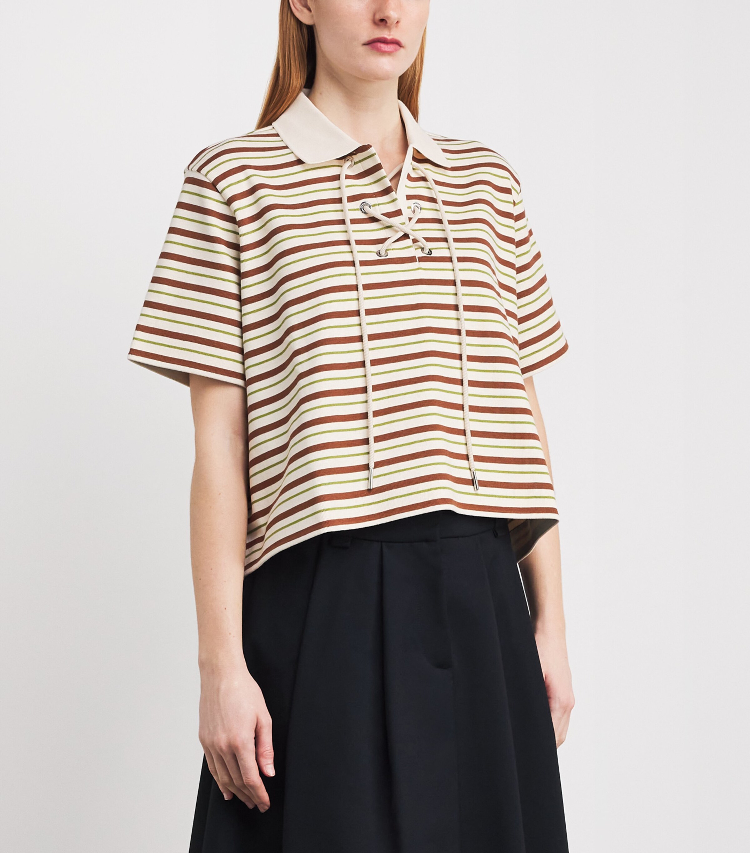 Cotton Stripe Polo Shirt F02 Image 3