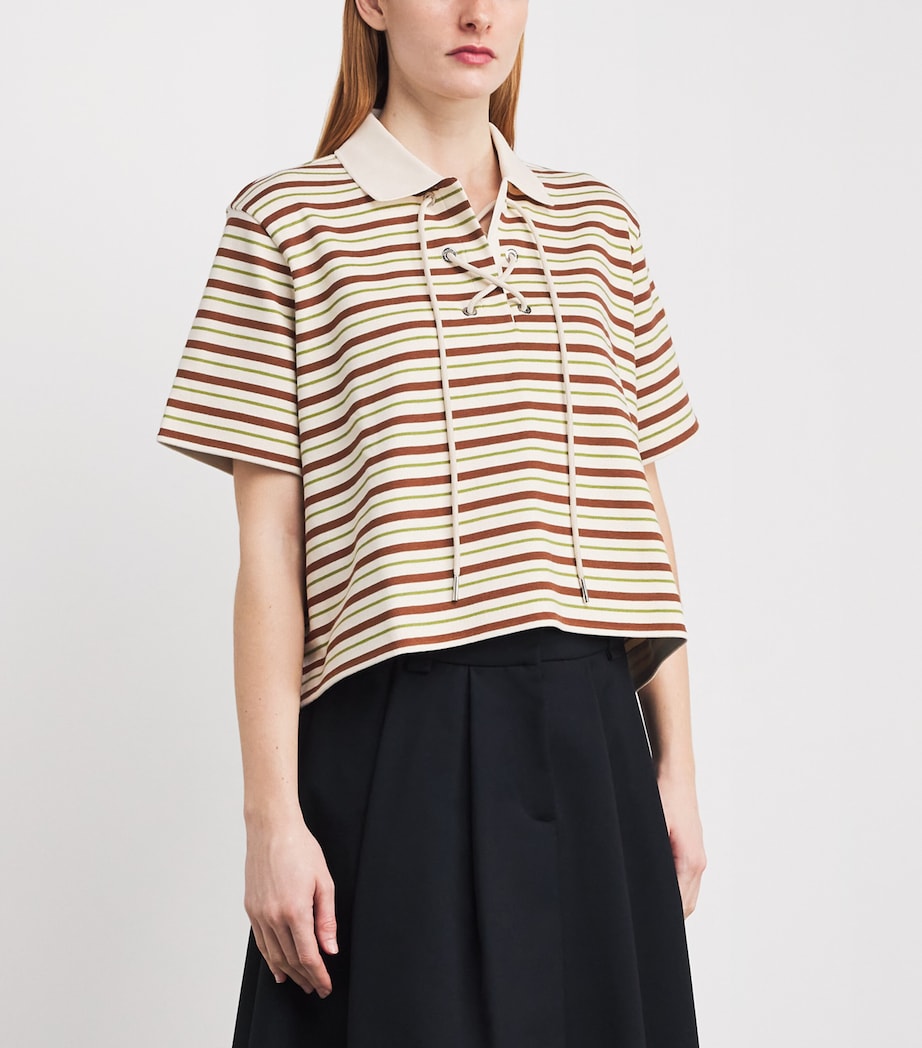 Cotton Stripe Polo Shirt F02 Image 3
