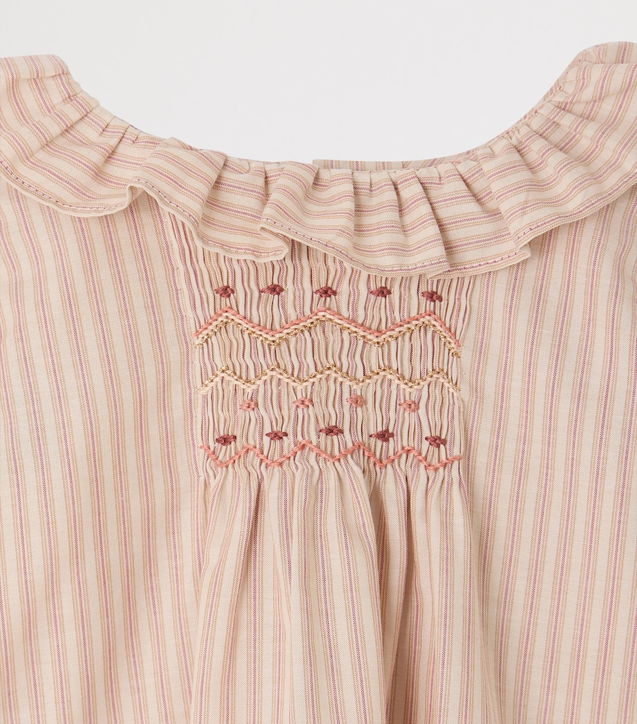 Bonpoint Cotton Striped Shirred Blouse (6-18 Months) Ra Ecru Image 3