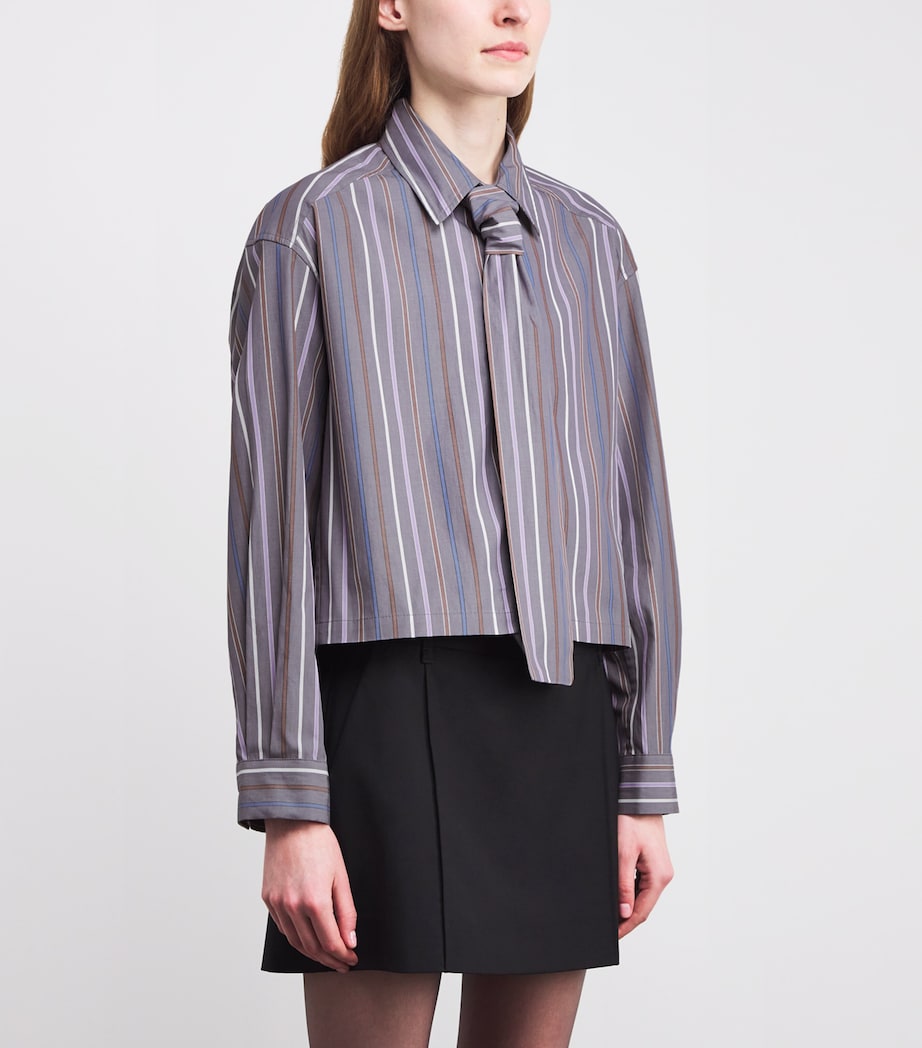 Lavallière-Neck Stripe Shirt MULTICOLORED Image 3