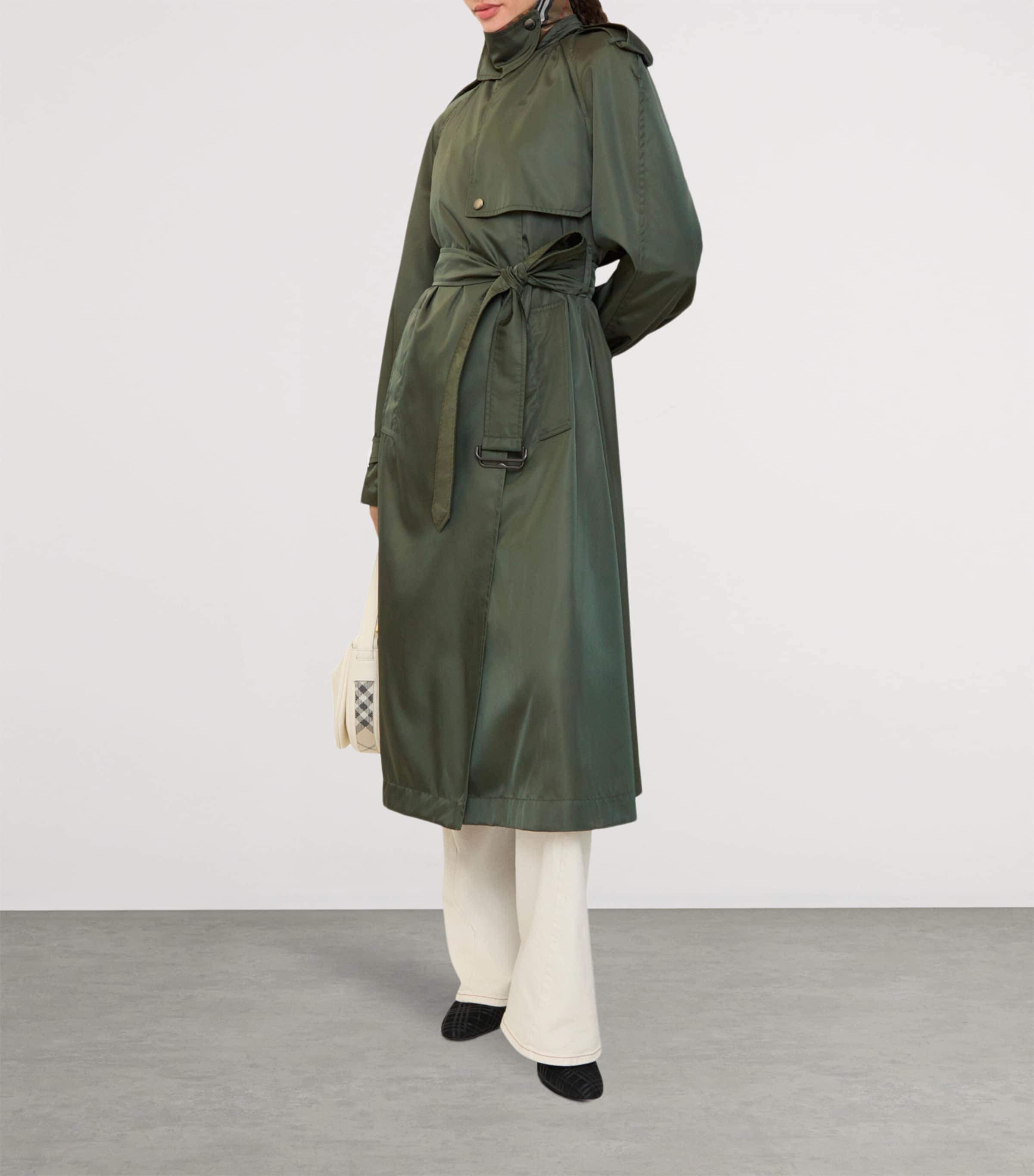 Long Hooded Trench Coat MARROW GREEN Image 4