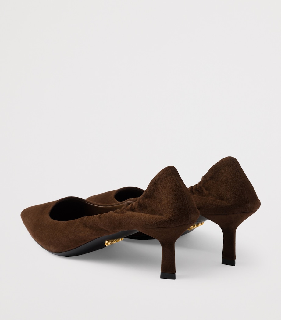 Prada Suede Logo Pumps 55 Brown Image 5