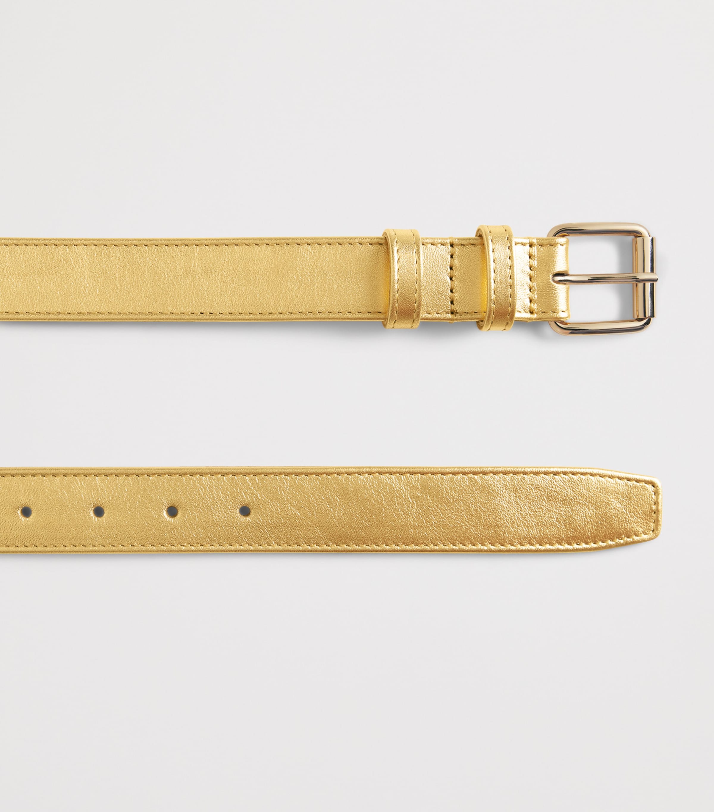 Comme Des Garçons Wallet Metallic Leather Buckle Belt Gold Image 3