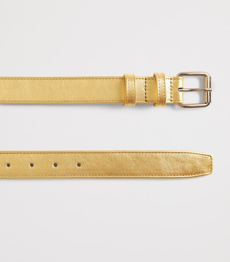 Comme Des Garçons Wallet Metallic Leather Buckle Belt Gold Image 3