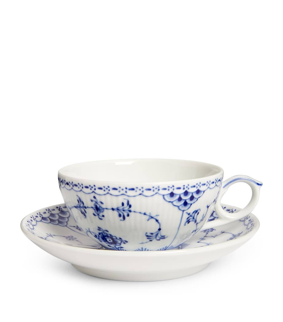 Blue Fluted Half Lace Teacup and Saucer BLUE Image 1