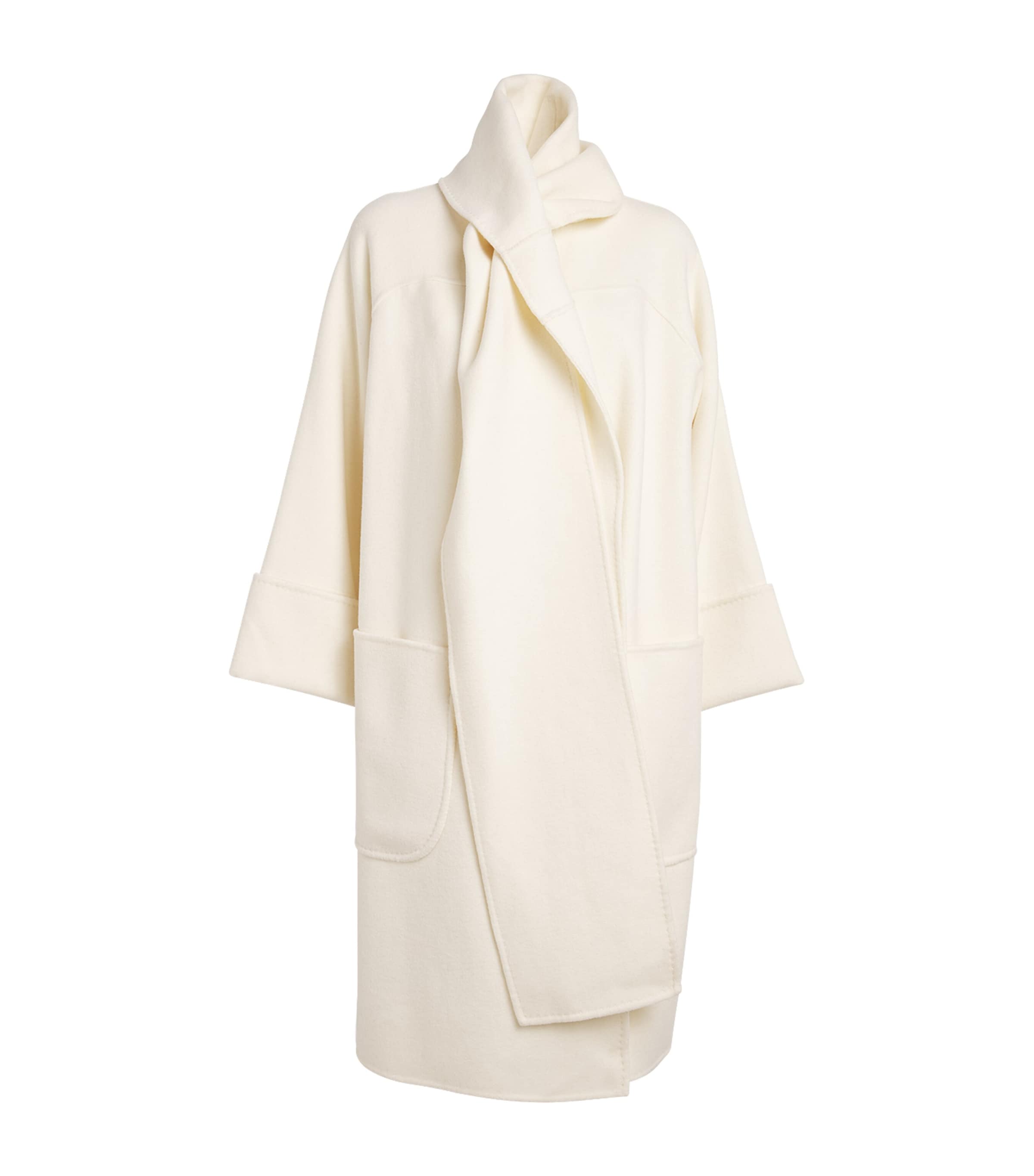 Shop Wolk Morais Cashmere Cunardier High Neck Coat In Ivory
