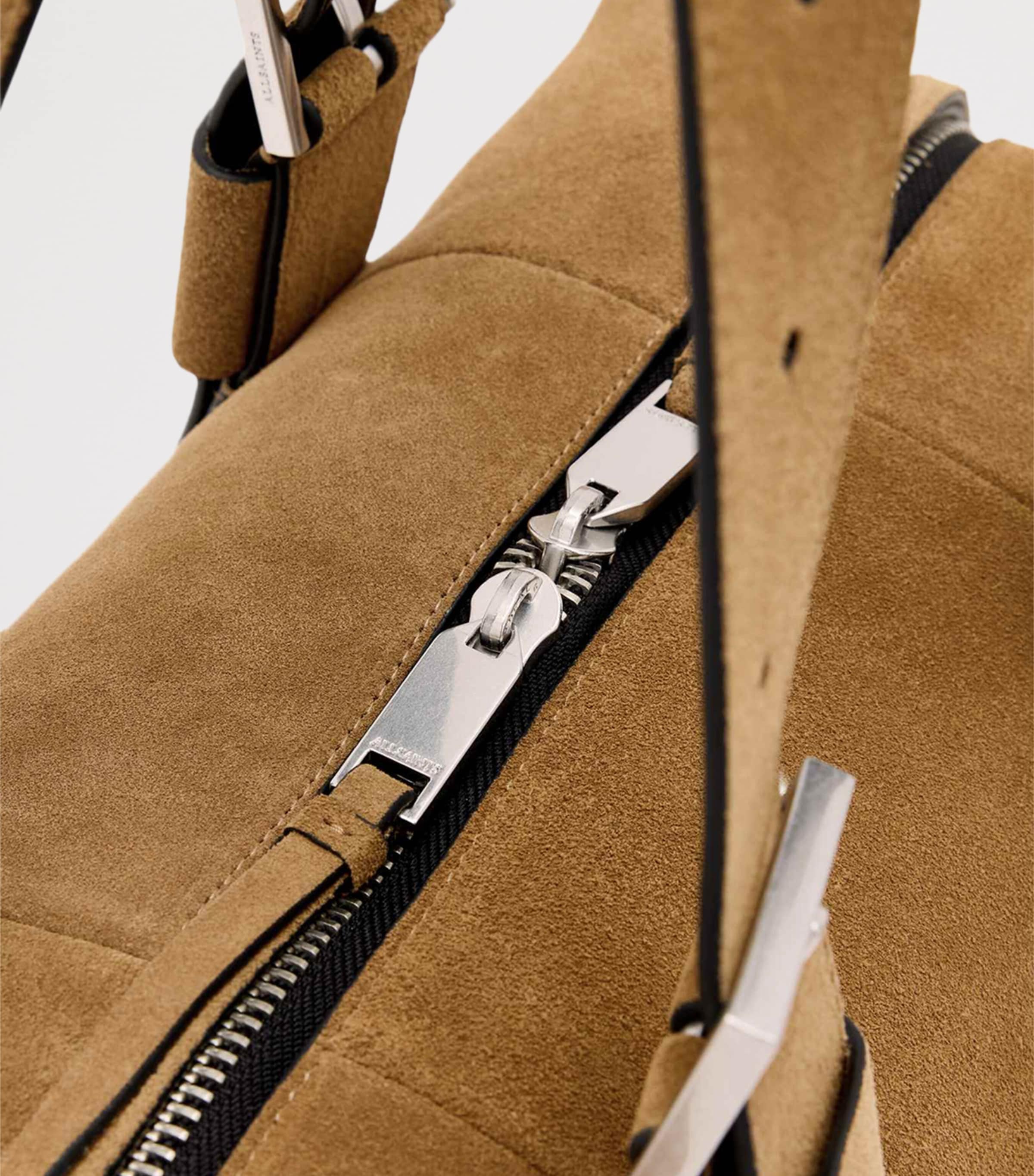 AllSaints Suede Ares Shoulder Bag Biscuit Brown Image 4