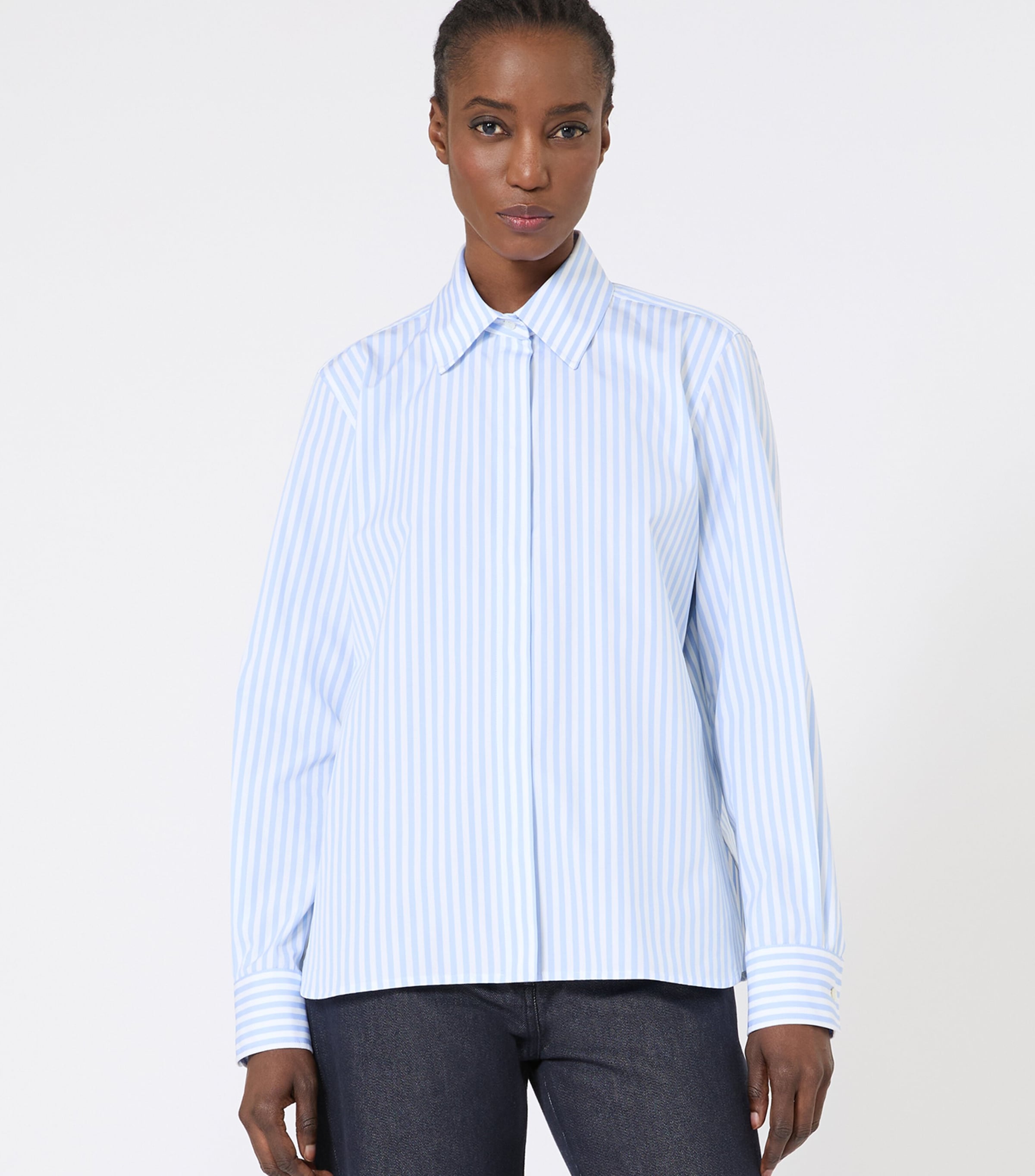 Cotton Stripe Shirt LIGHT BLUE Image 2