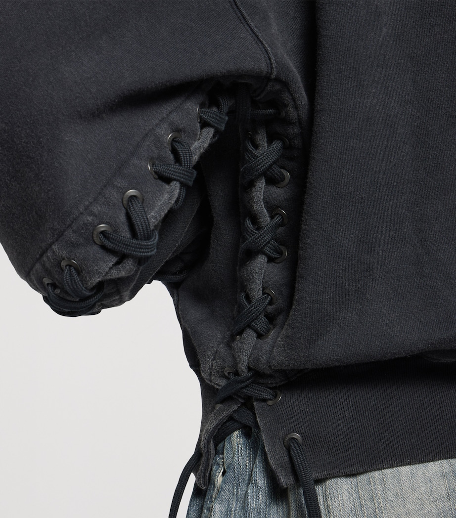 Cotton Lace-Up Zip Hoodie 1041 Image 7
