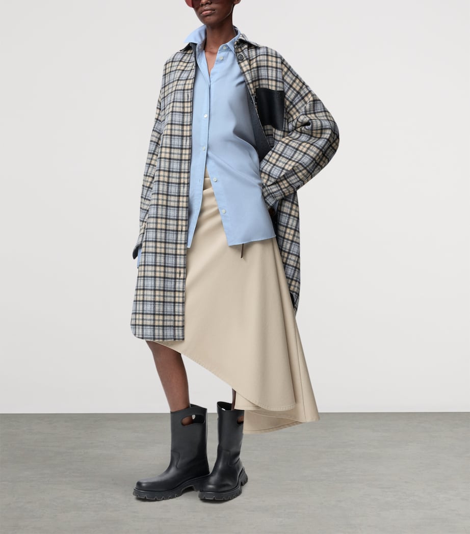 Wool-Silk Draped Shirt BLUE Image 3