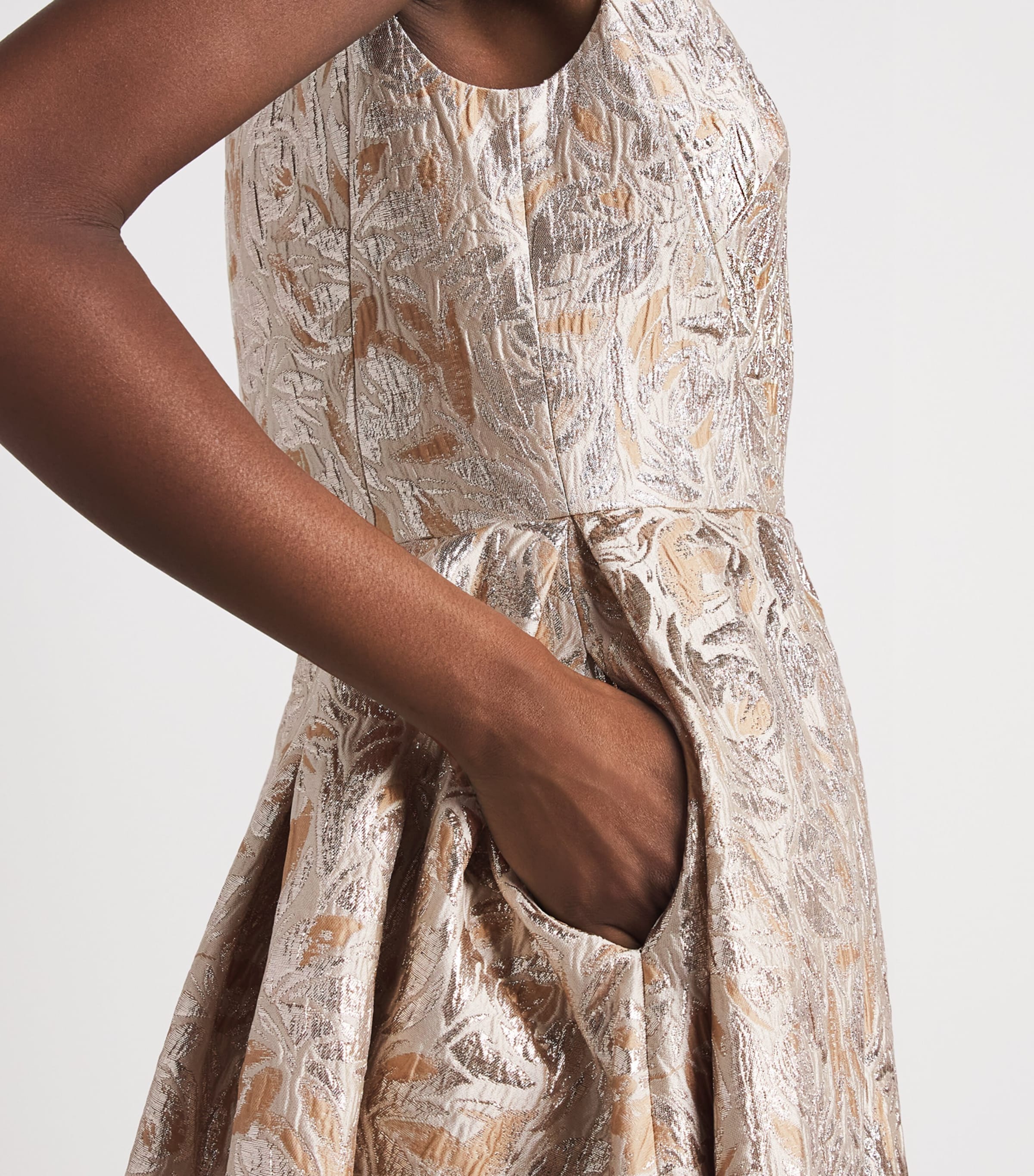 Huishan Zhang Womens Omaya Midi Dress Gold Image 3