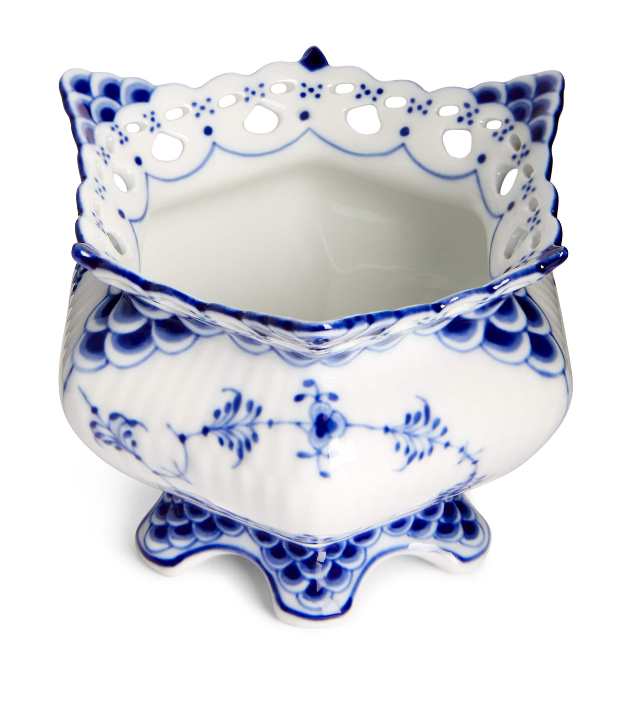 Blue Fluted Full Lace Sugar Bowl (9cm) BLUE Image 3