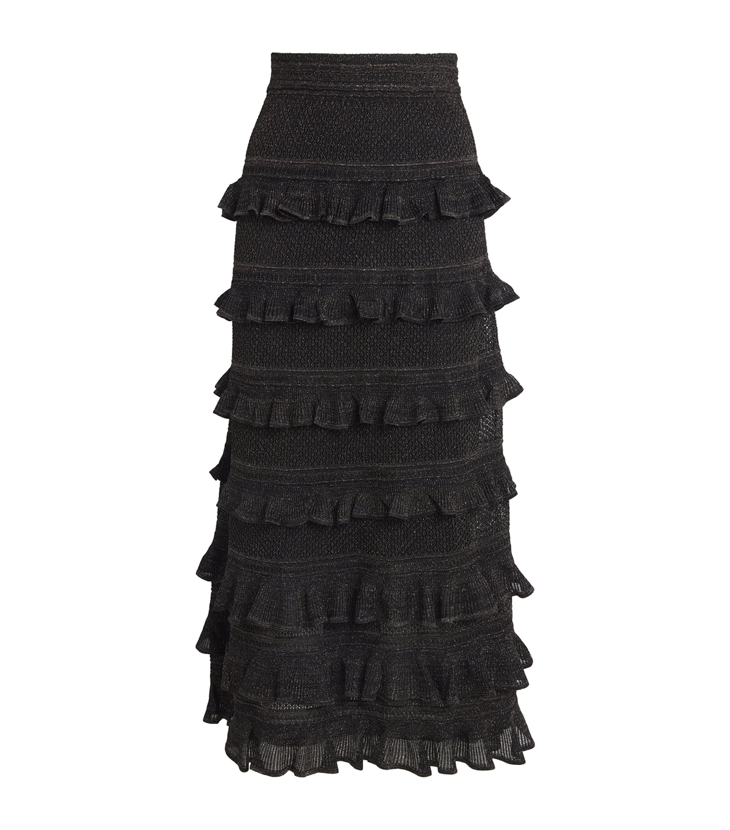 Zimmermann Frilled Rebellion Midi Skirt In Black