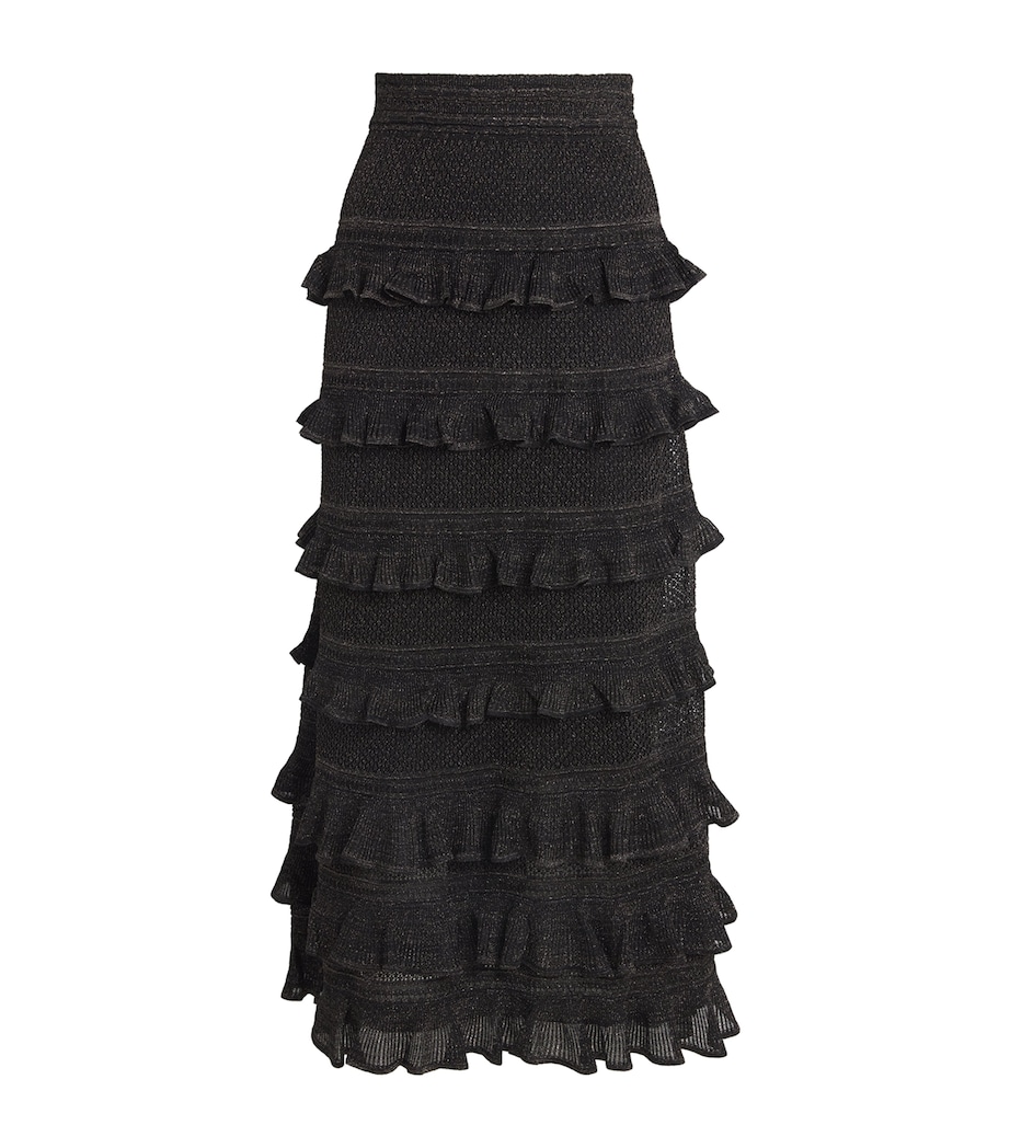 Frilled Rebellion Midi Skirt MTBK METALLIC BLACK Image 1