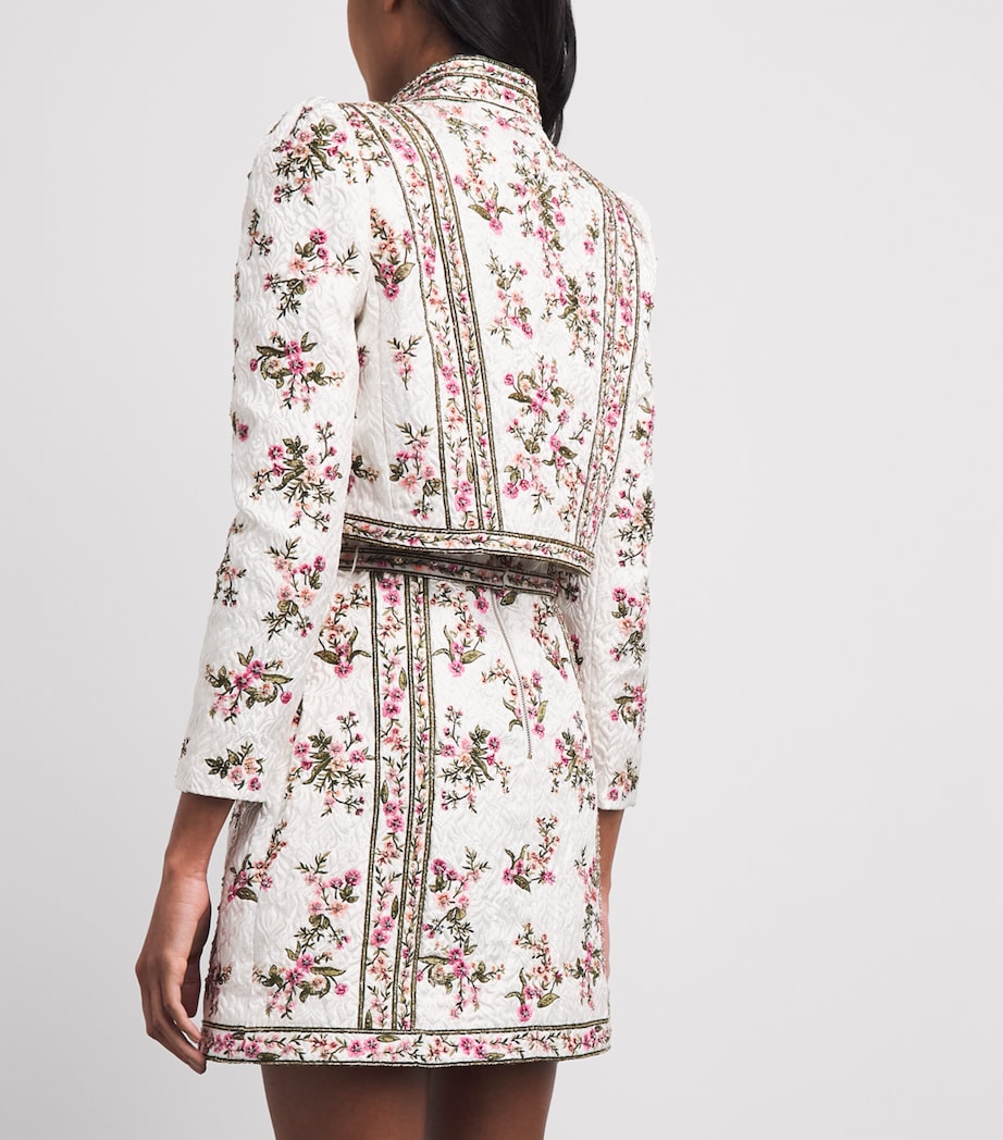Alice+Olivia Womens Embellished Ilaria Brocade Jacket Off White/multi Image 5