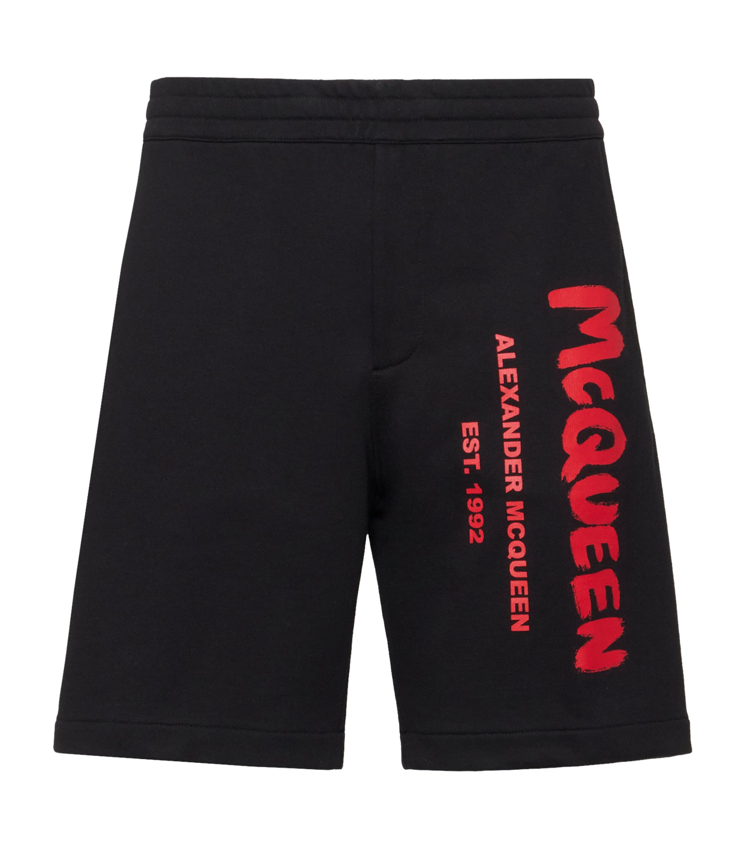 Alexander Mcqueen Graffiti Logo Shorts In Neutral