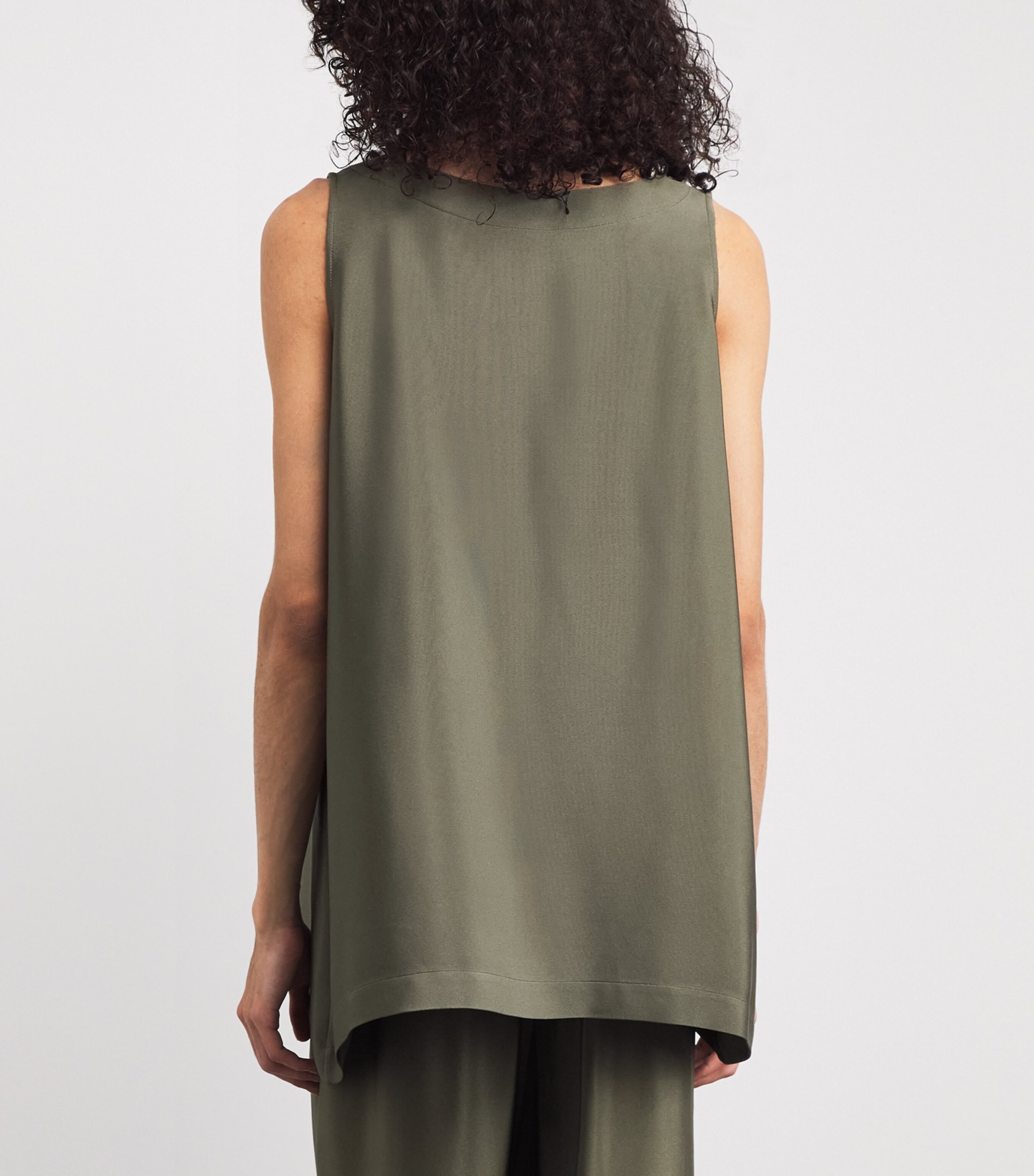 Eskandar Womens Silk A-Line Shell Top Olivdark Image 5
