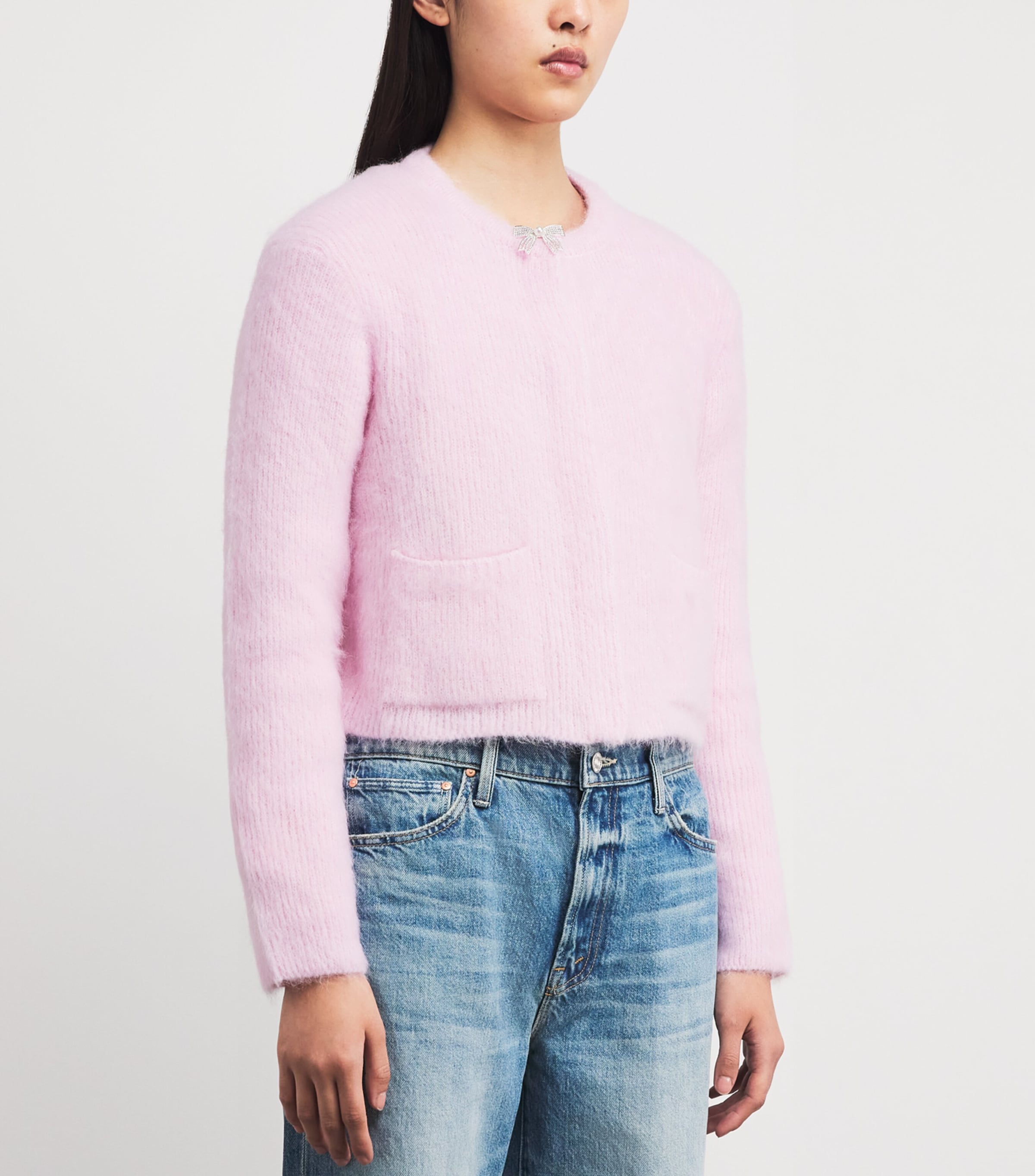 Cropped Bow Cardigan PINK Image 3