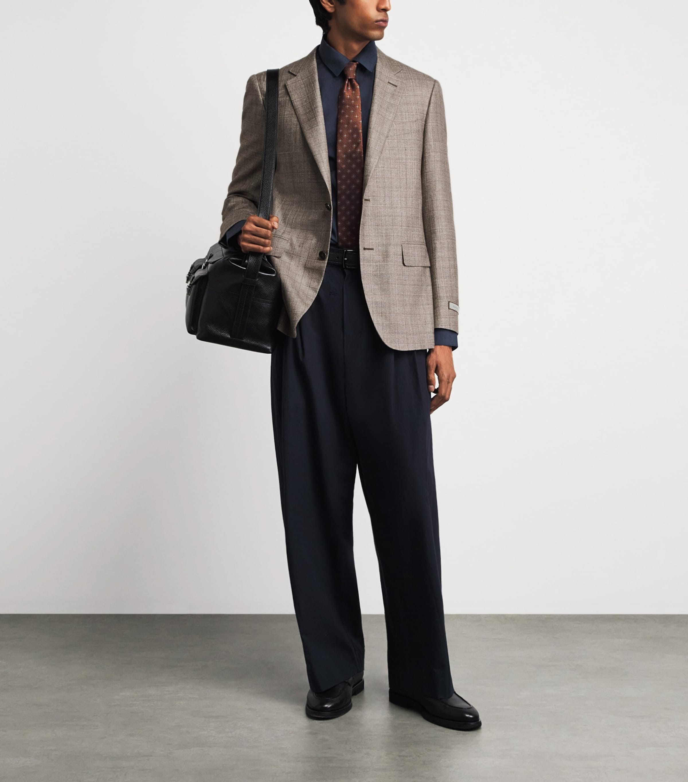 Canali Mens Silk-Cashmere Check Blazer Beige Image 2