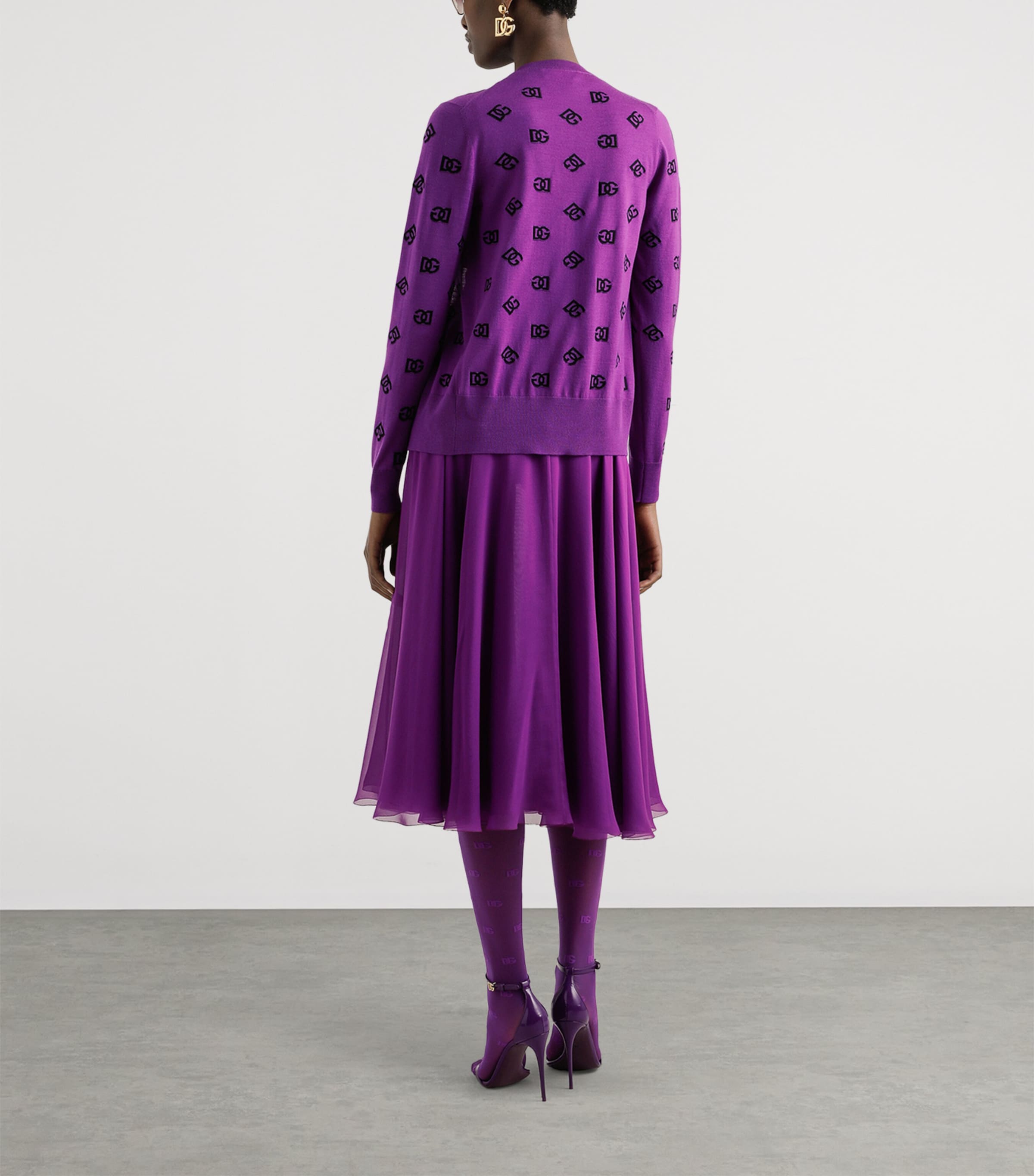 Silk Chiffon Midi Skirt F0571-PURPLE Image 5