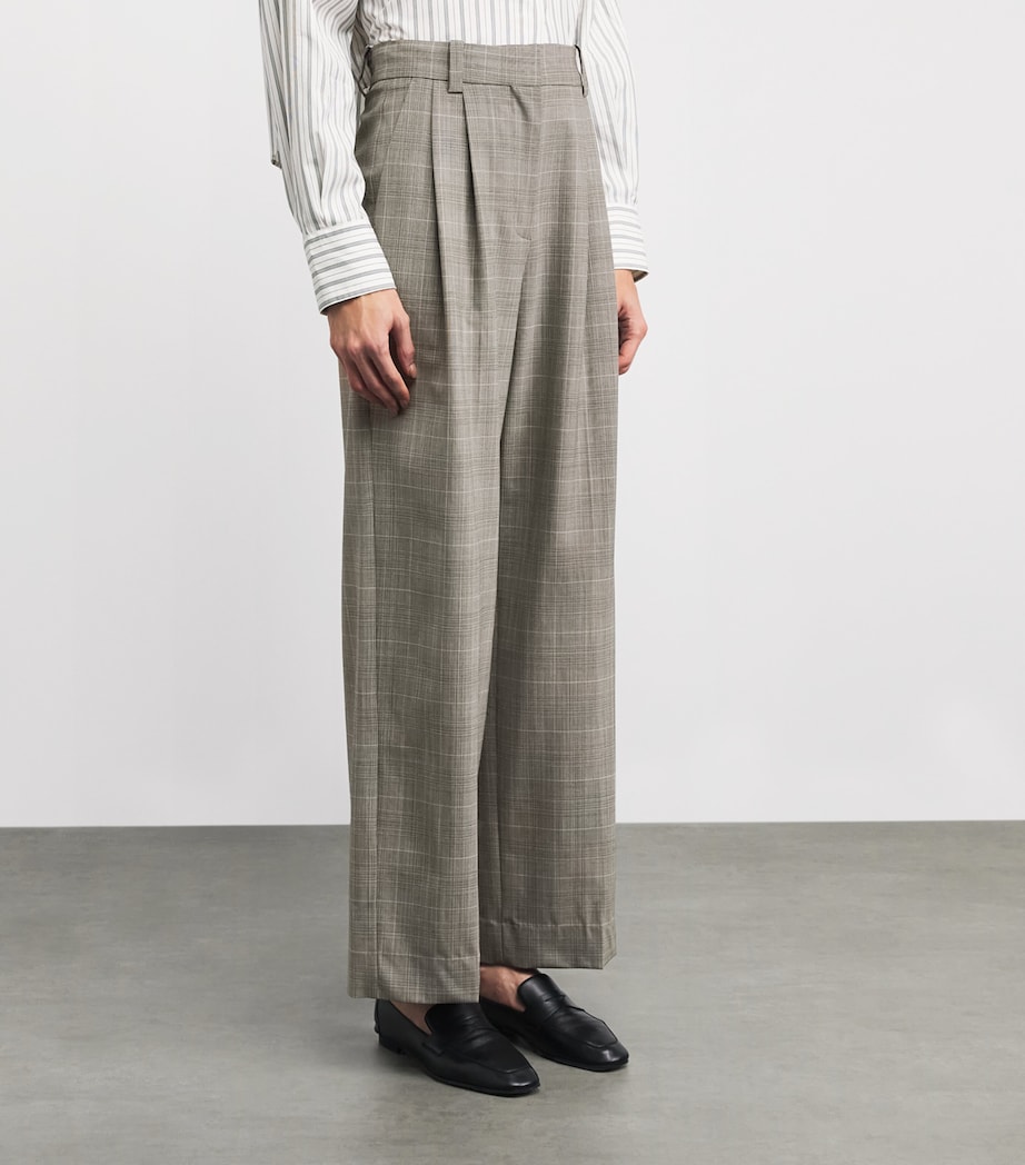 Maje Womens Wool-Blend Check Tailored Trousers Grey Image 4