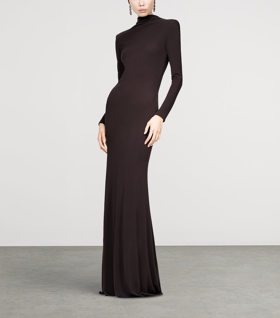 TOM FORD Womens Knitted Back Cut-Out Maxi Dress Edb Image 3