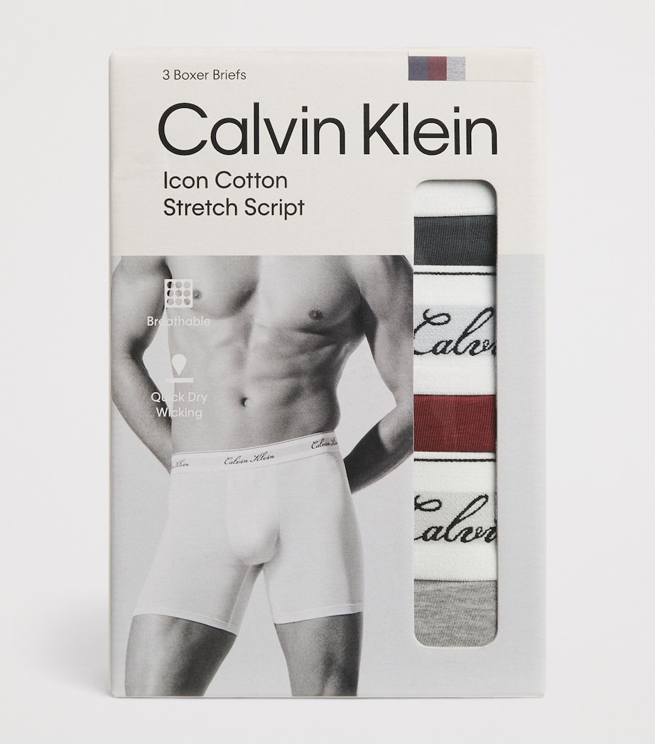 Calvin Klein Mens Stretch-Cotton Icon Script Trunks (Pack of 3) Volcanic Ash/sp Image 4