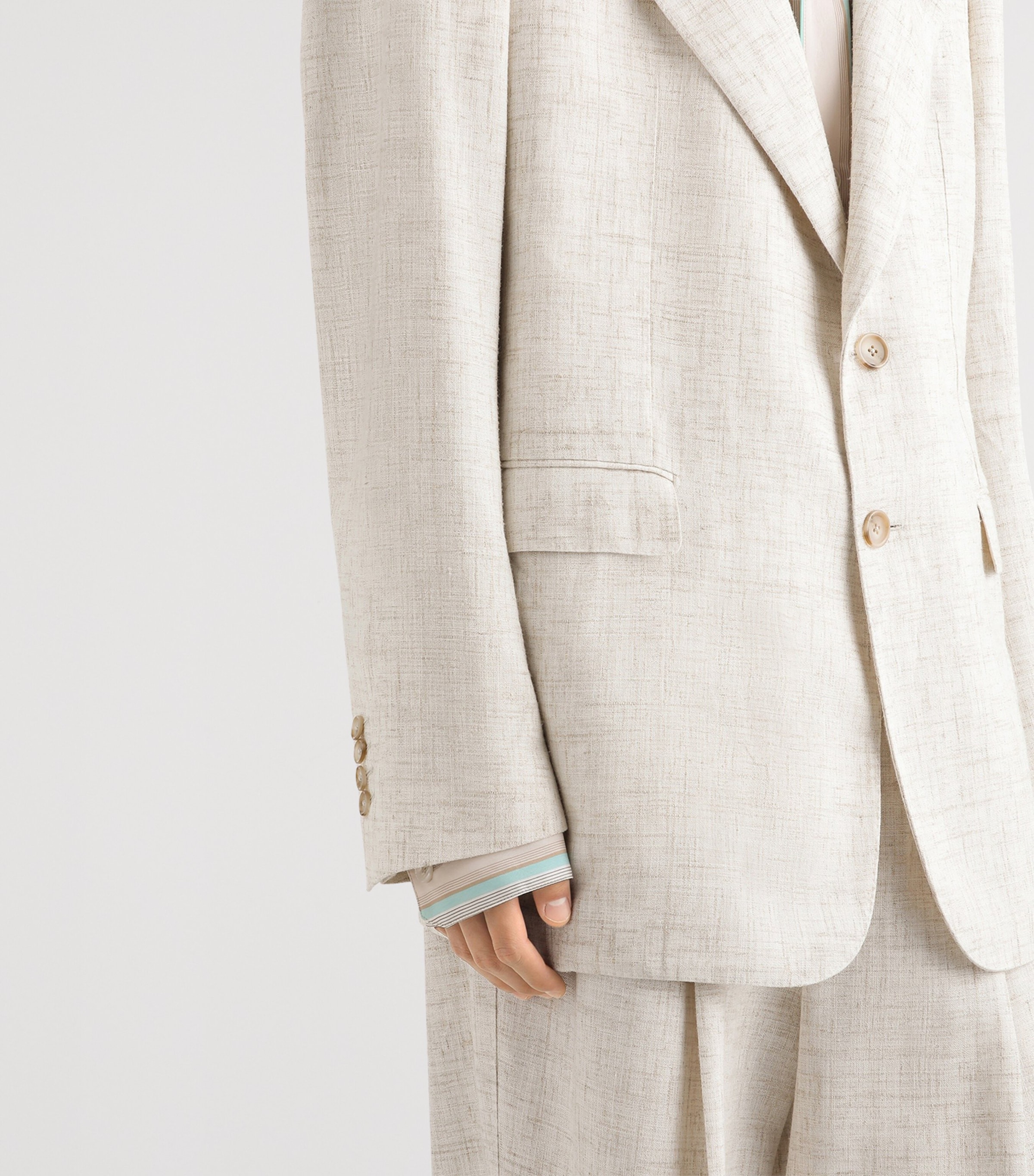 Dolce&Gabbana Mens Linen-Wool Tweed Blazer White Beige Ha Image 4
