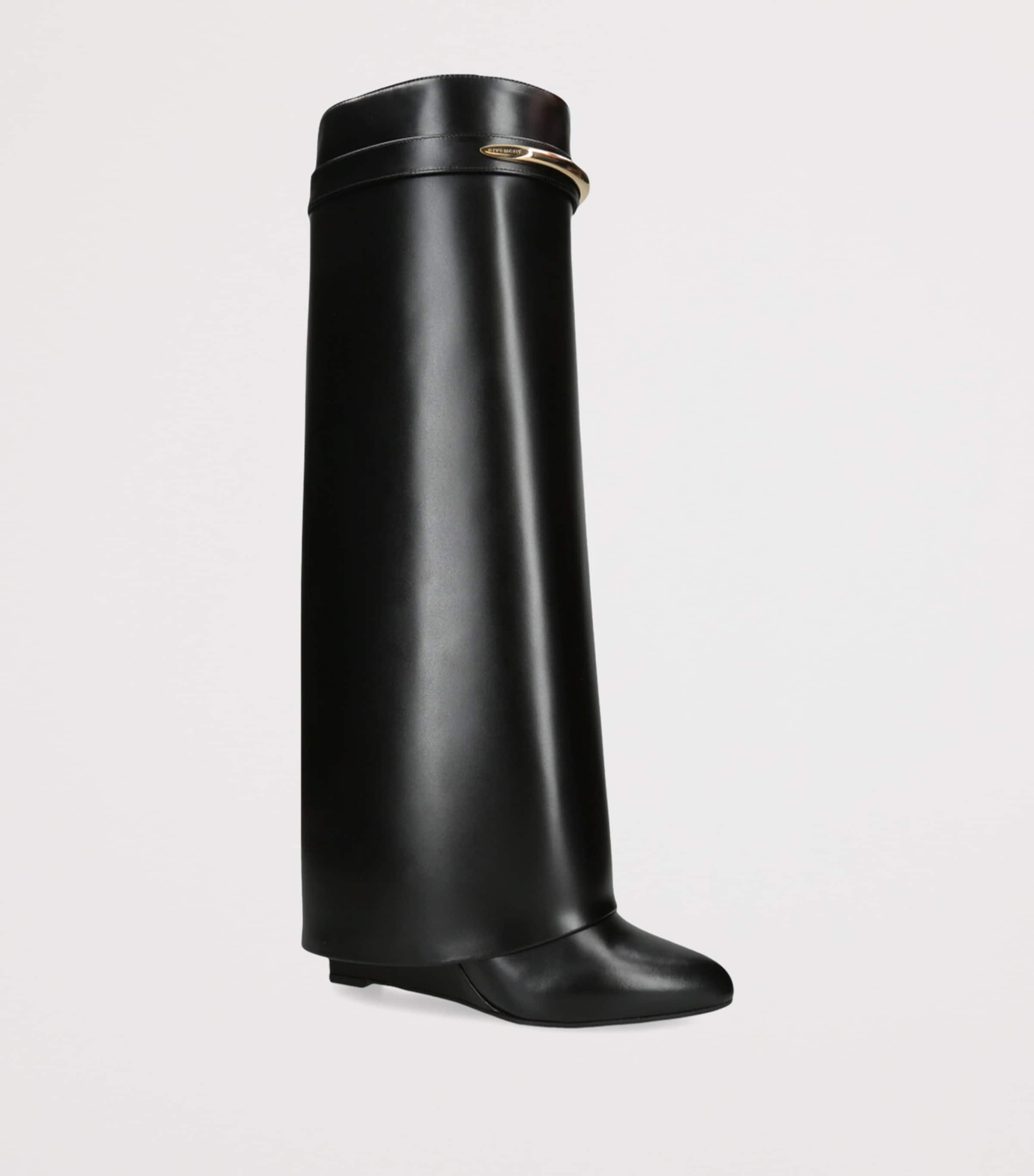 Leather Shark Knee-High Boots 95 BLACK Image 2