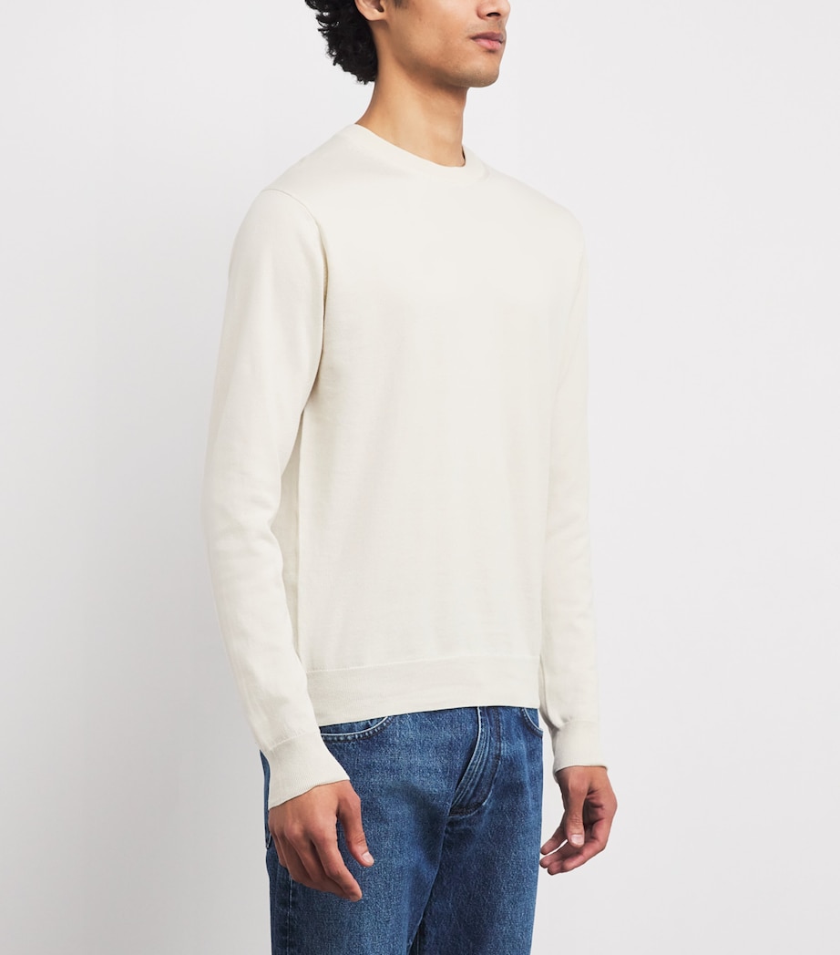 Cotton Lightweight Crew-Neck Sweater WHCR ECRU Image 3