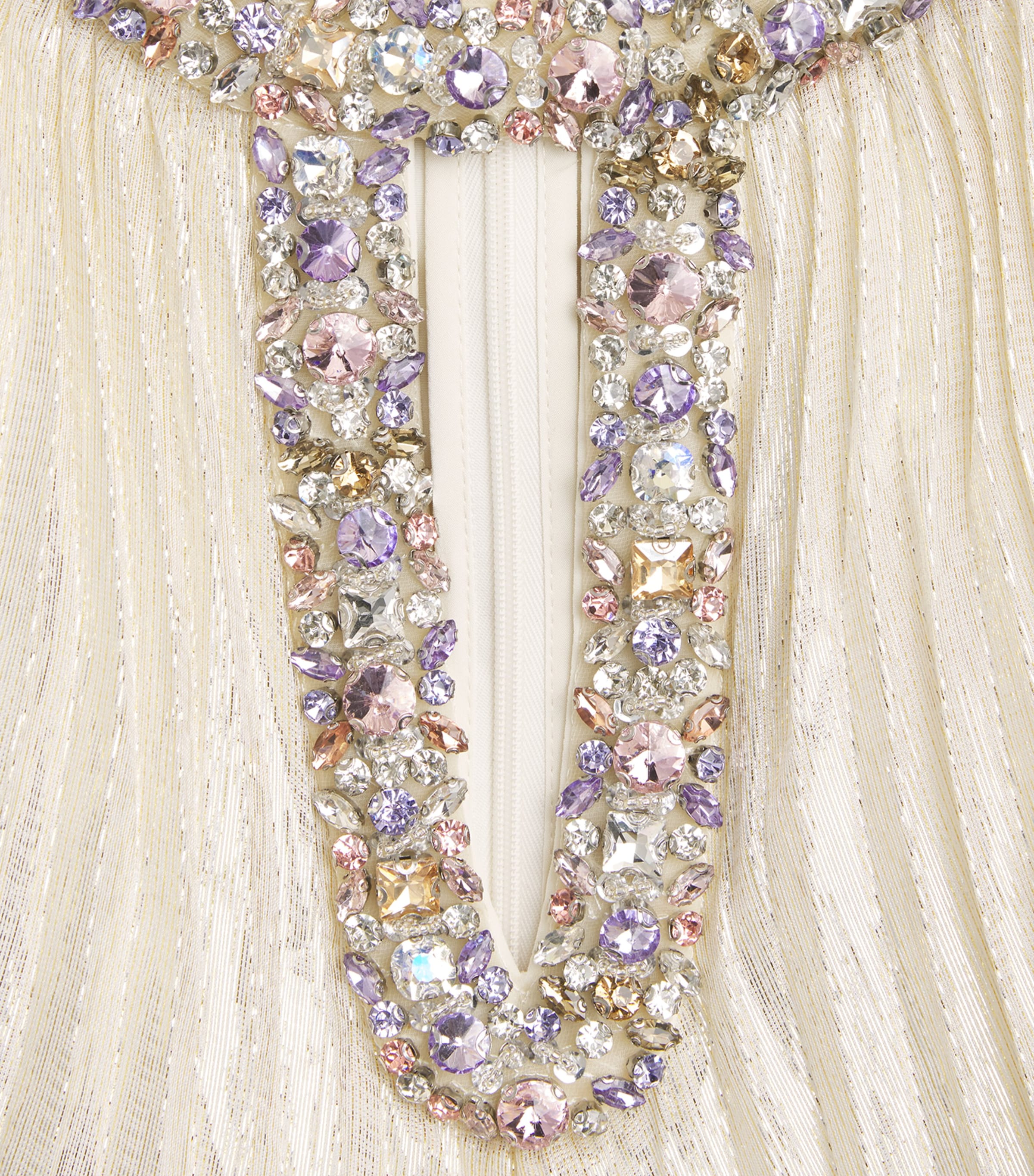 Silk-Blend Feather-Trim Maxi Dress CHAMPAGNE Image 5