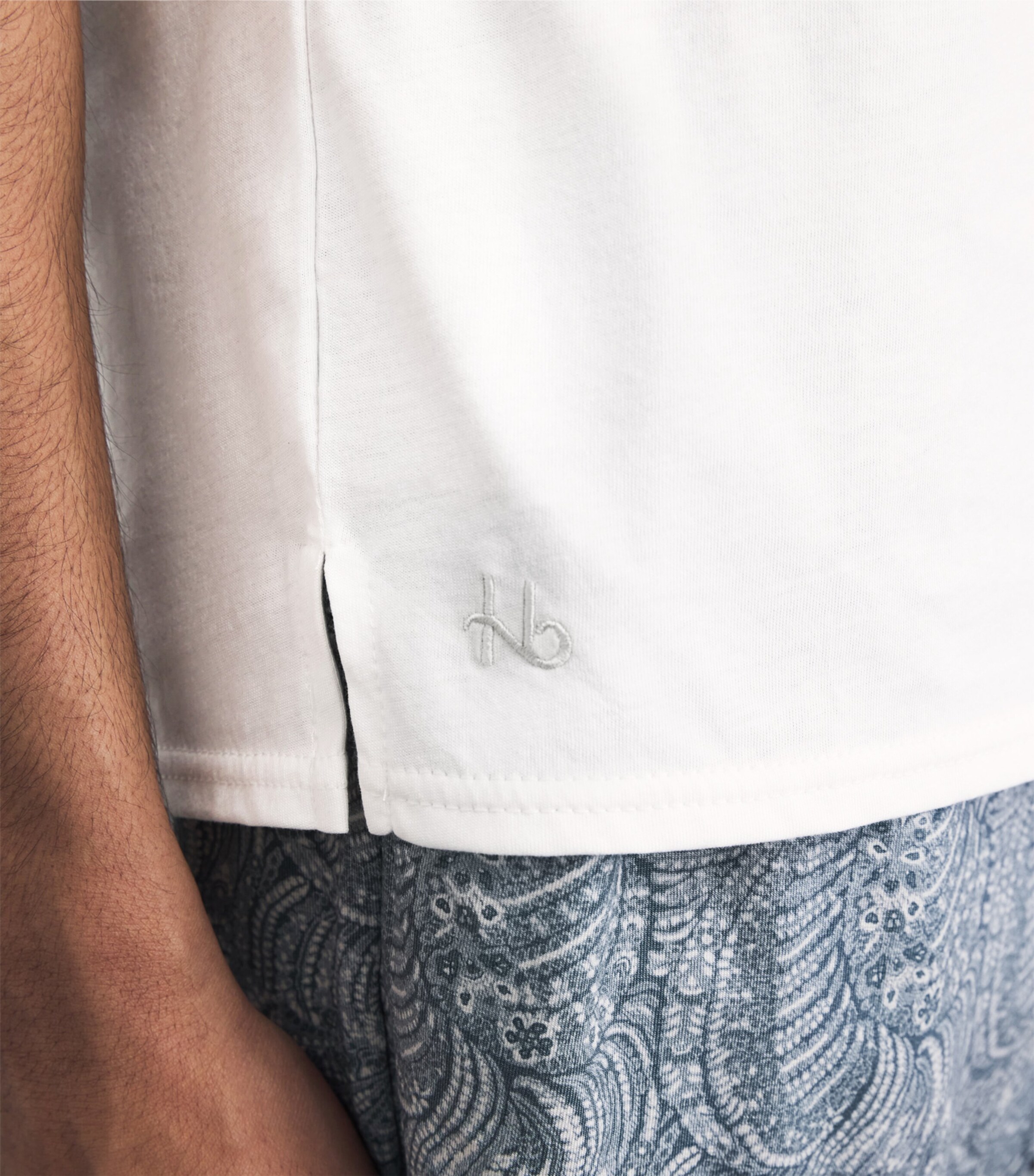 Homebody Mens Organic Cotton Pyjama Top Wht White Image 3