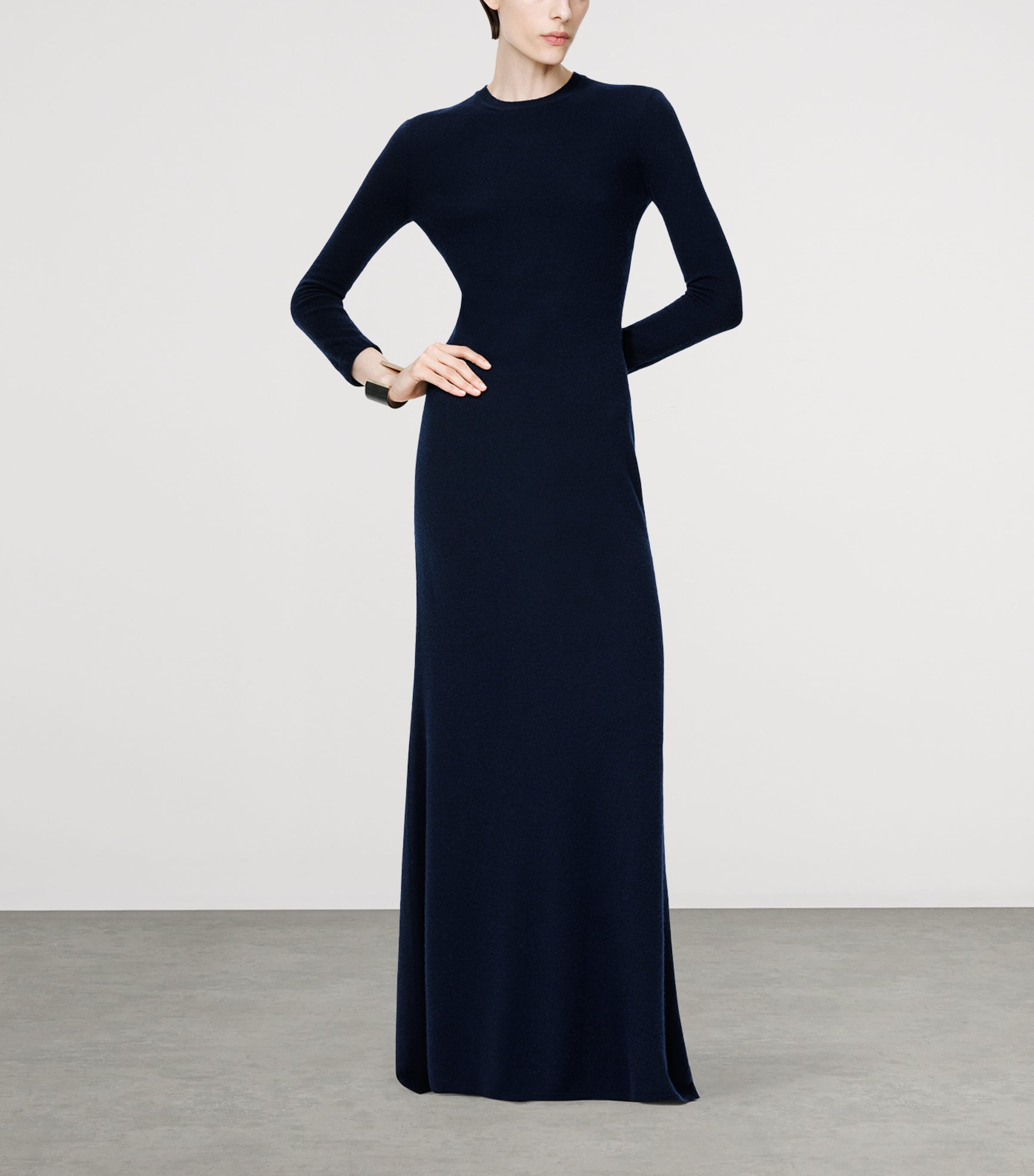 TOM FORD Womens Cashmere-Silk-Blend Sheer Back Maxi Dress Uch Image 2