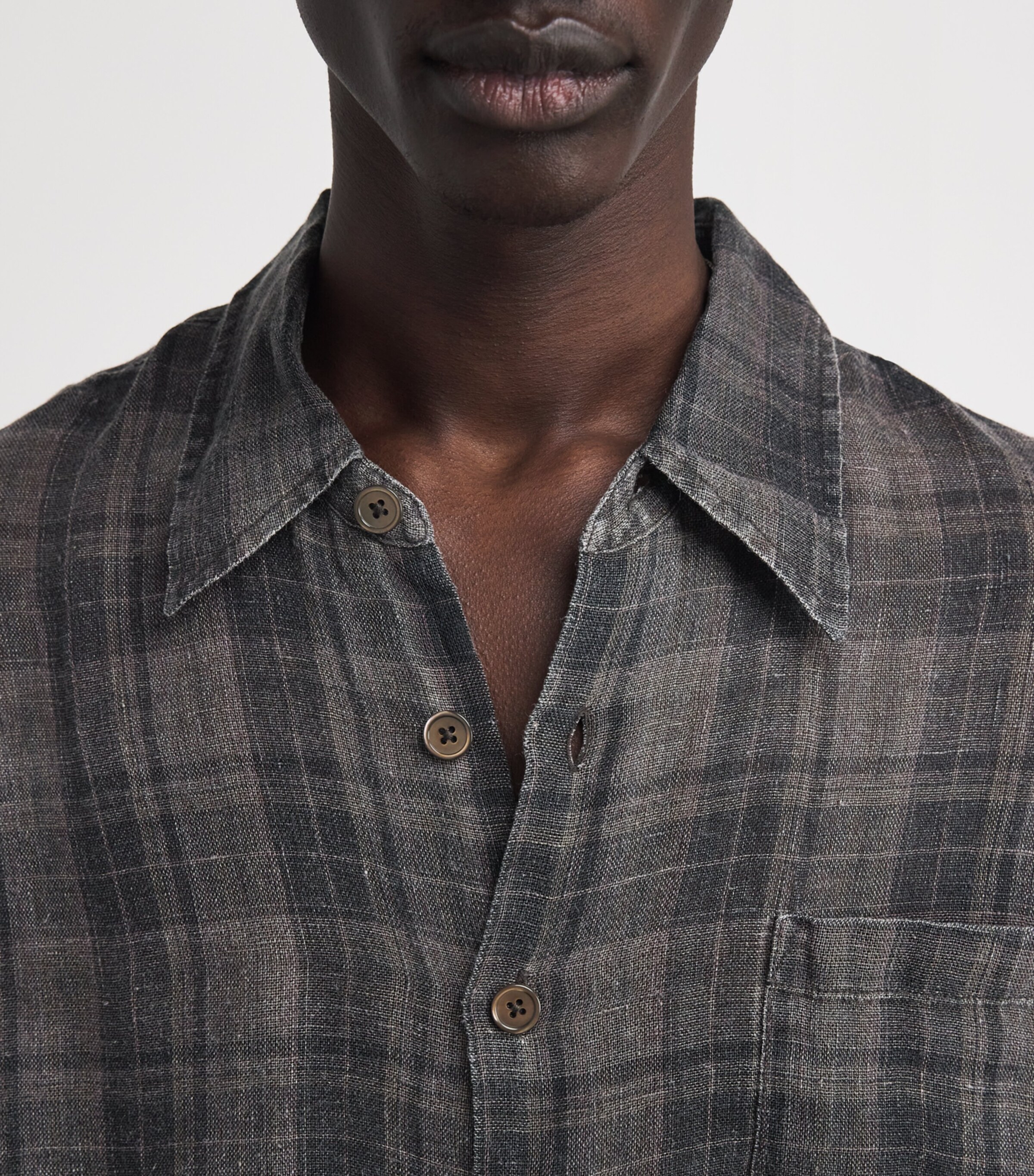 Our Legacy Mens Cotton-Blend Check Above Shirt Penumbra Shercoat Image 5
