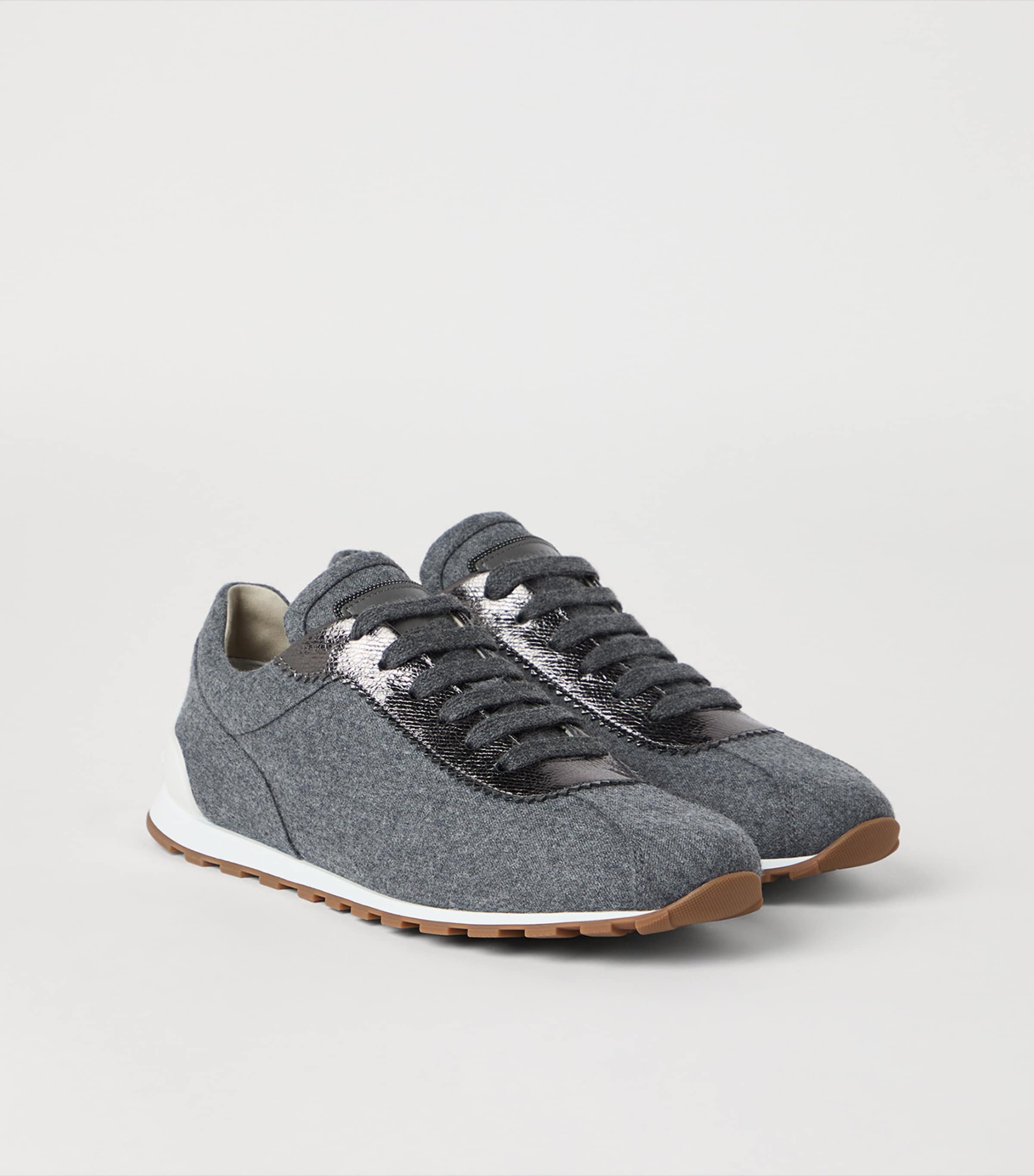 Wool Leather-Trim Sneakers C003 Image 3