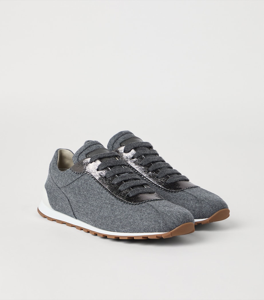 Wool Leather-Trim Sneakers C003 Image 3