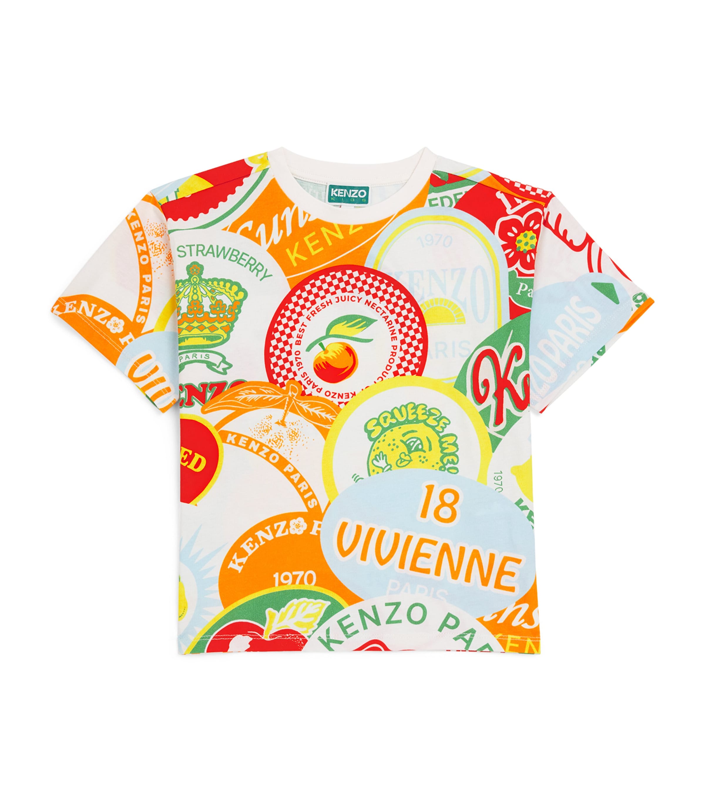 Kenzo Kids Cotton Logo T-Shirt (2-14 Years) Multicoloured Image 1