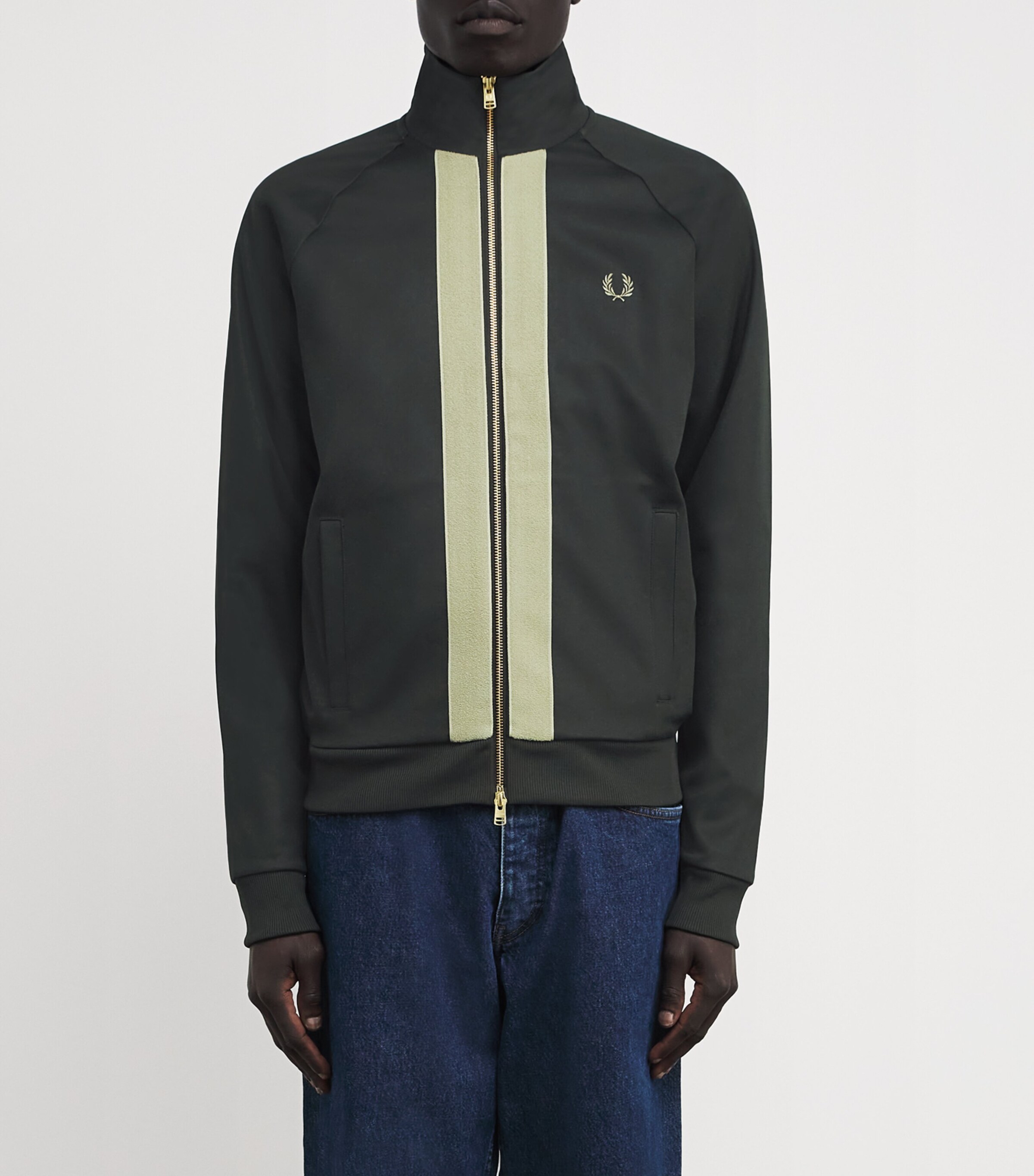 Fred Perry Mens Chenille Tape Track Jacket Grn Image 3