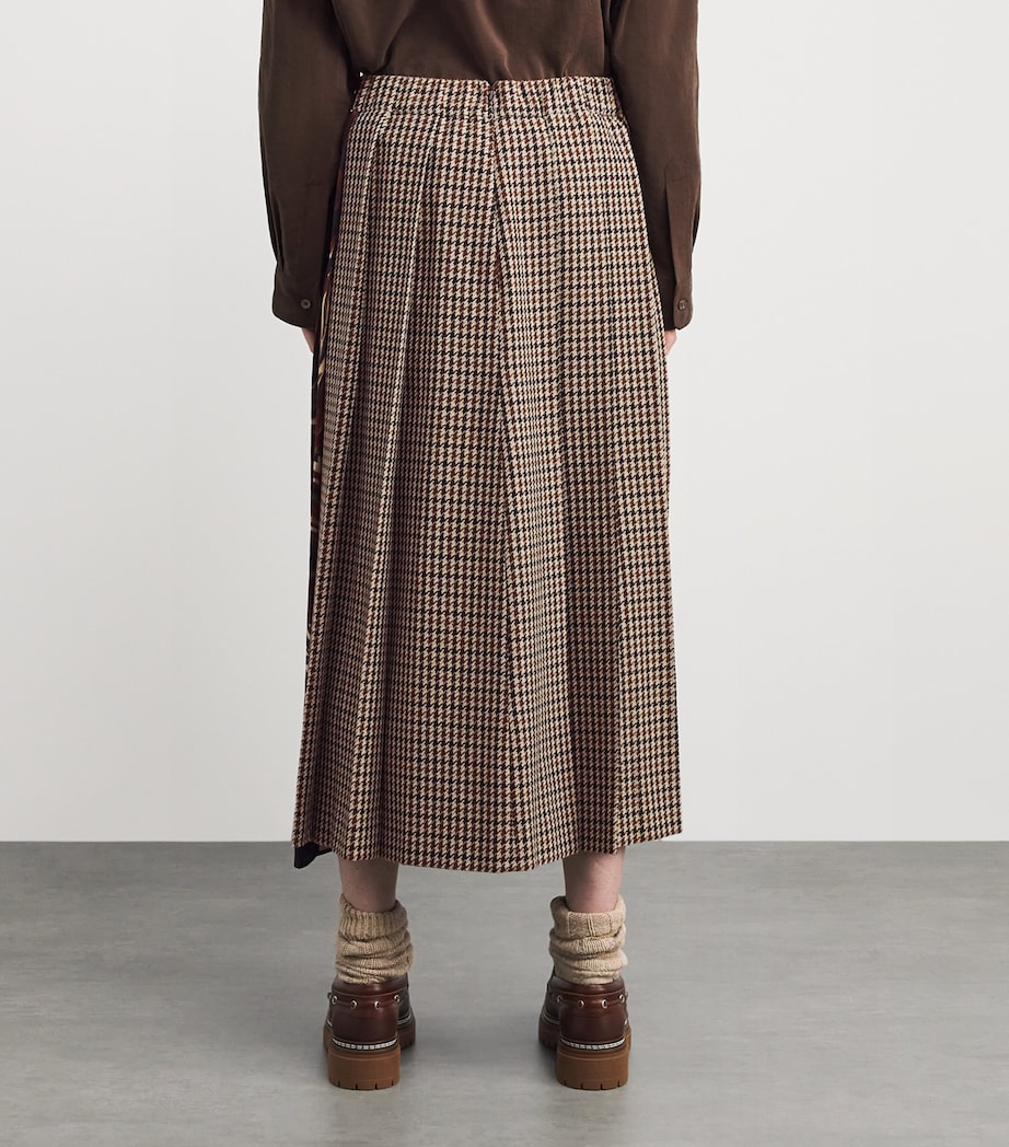 Pleated Panelled Midi Skirt WINE-COLOURED Image 4