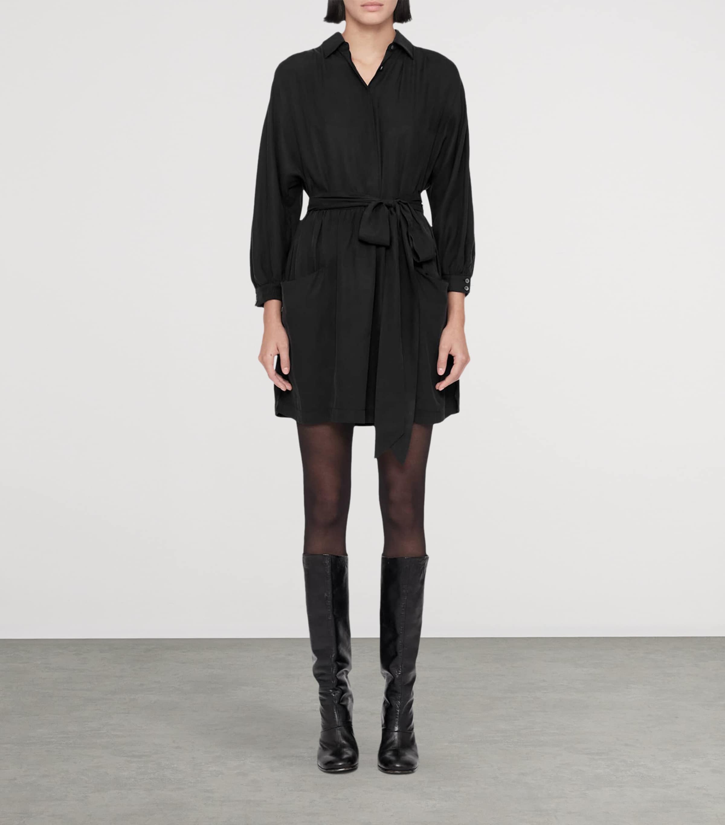 AllSaints Womens Noora Shirt Dress Washed Black Image 2